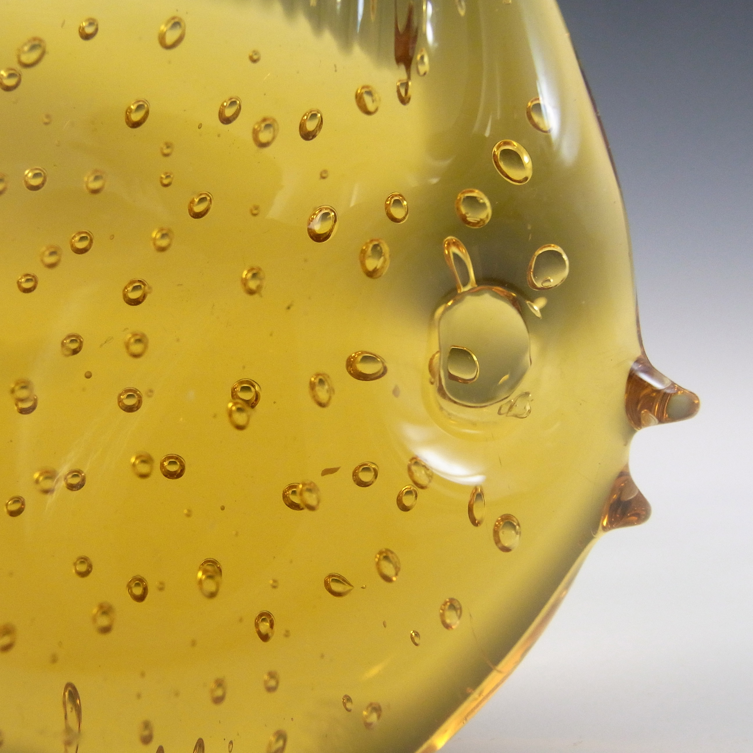(image for) Vintage Amber Glass Bubble Fish Figurine / Sculpture - Click Image to Close