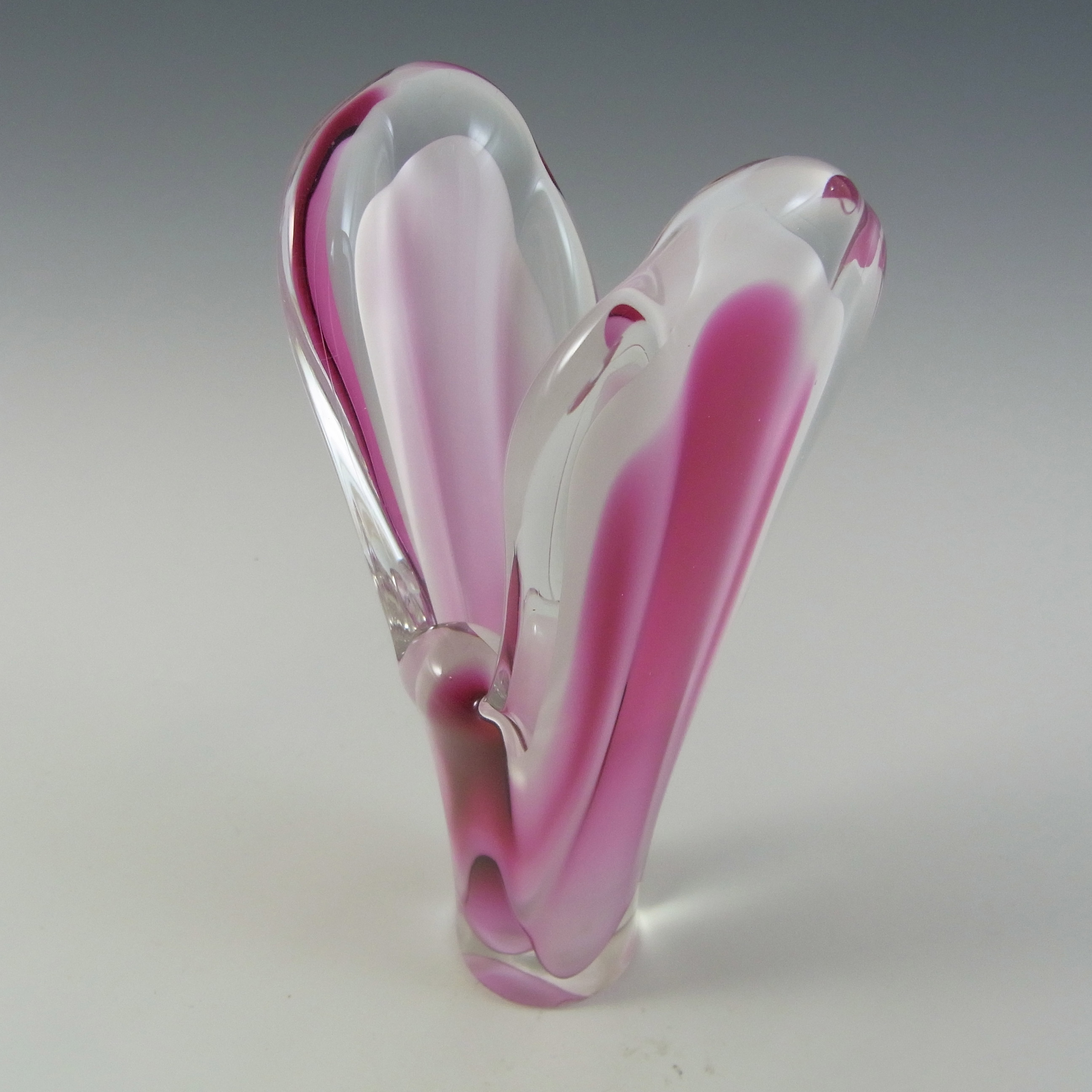 (image for) SIGNED Flygsfors Coquille Pink Glass Vase by Paul Kedelv - Click Image to Close