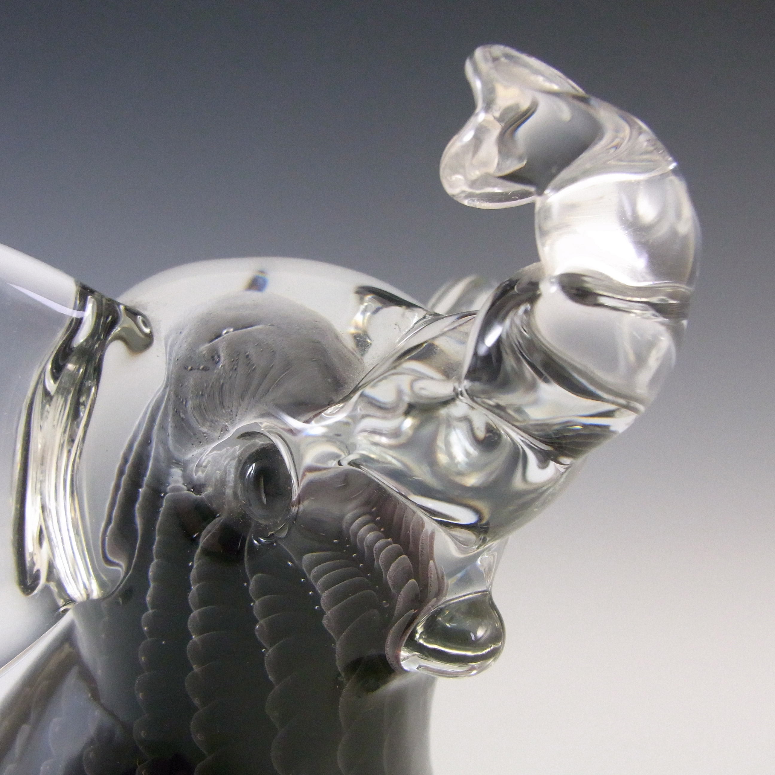 SIGNED & LABEL FM Konstglas / Marcolin Fumato Glass Elephant - Click Image to Close