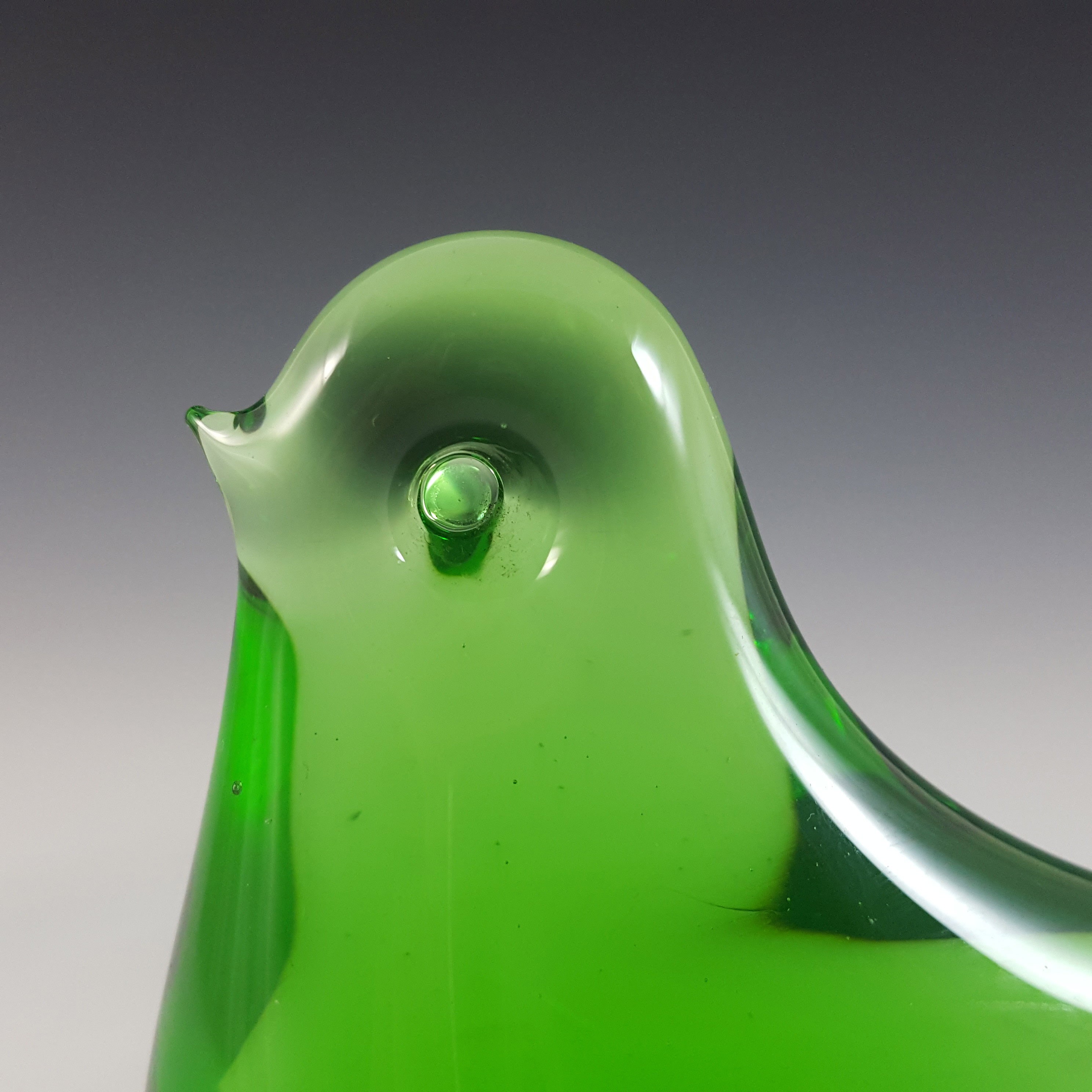 (image for) LABELLED FM Konstglas / Ronneby Swedish Green Glass Bird - Click Image to Close
