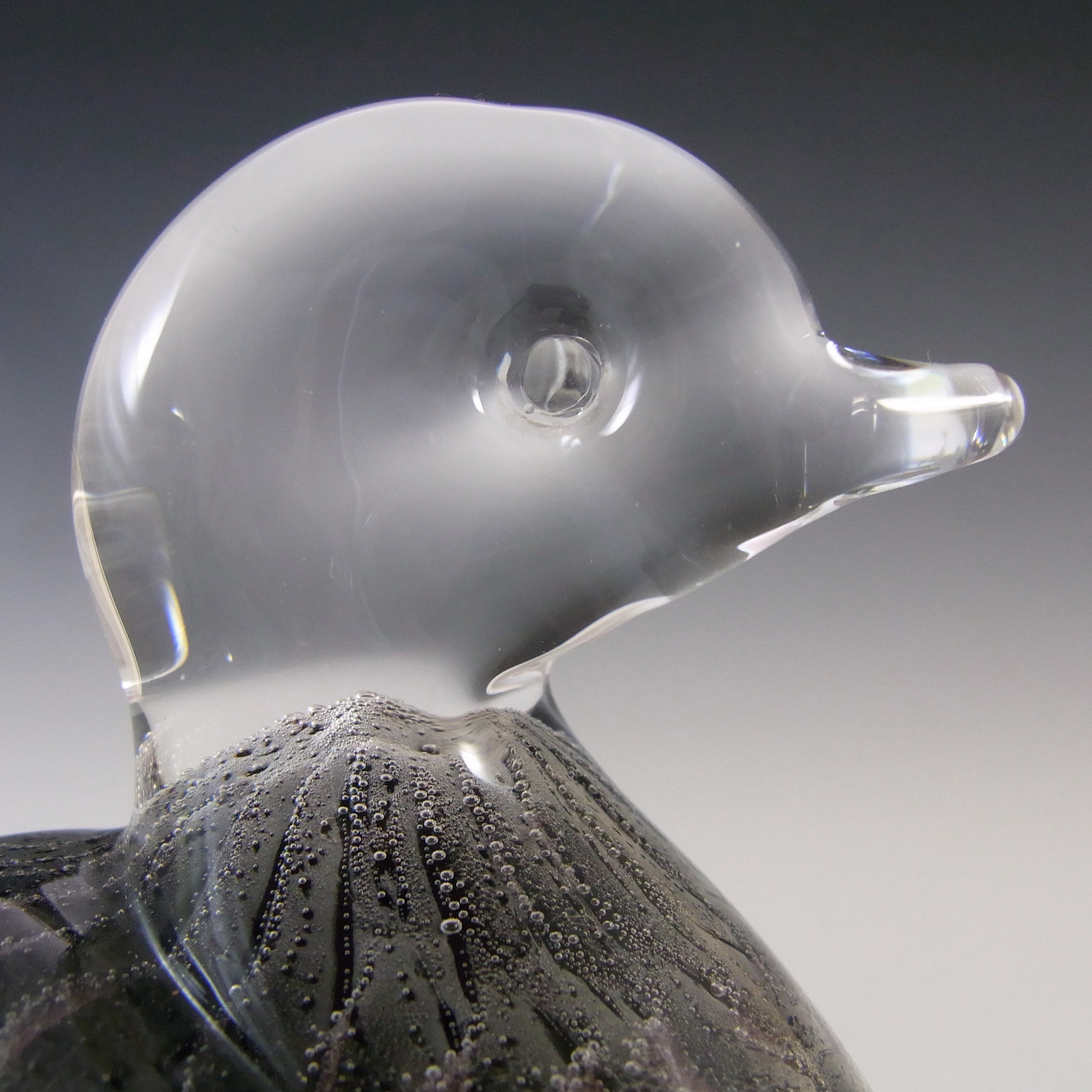 (image for) SIGNED Marcolin / FM Konstglas Fumato Glass Bird / Duck - Click Image to Close