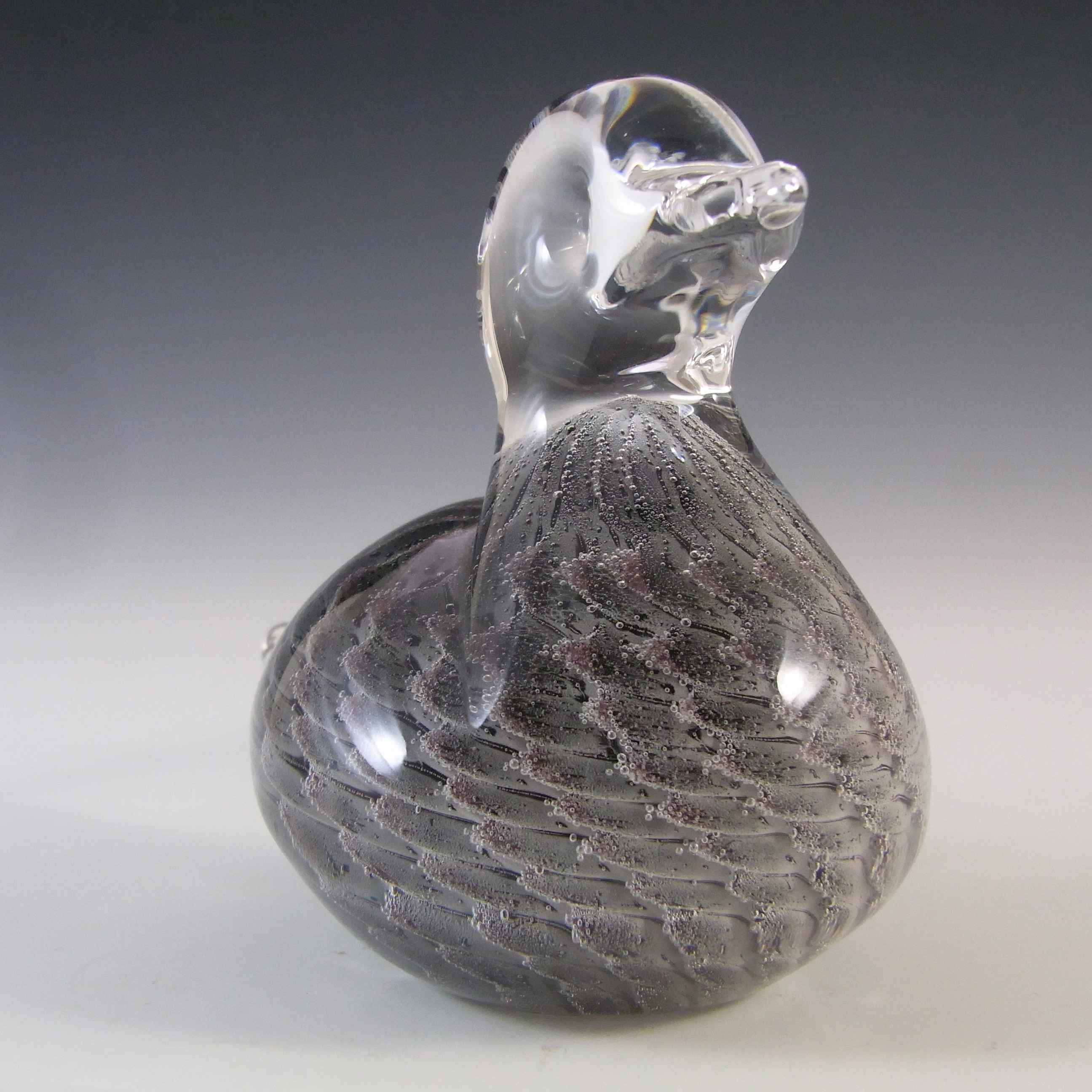 SIGNED Marcolin / FM Konstglas Fumato Glass Bird / Duck - Click Image to Close