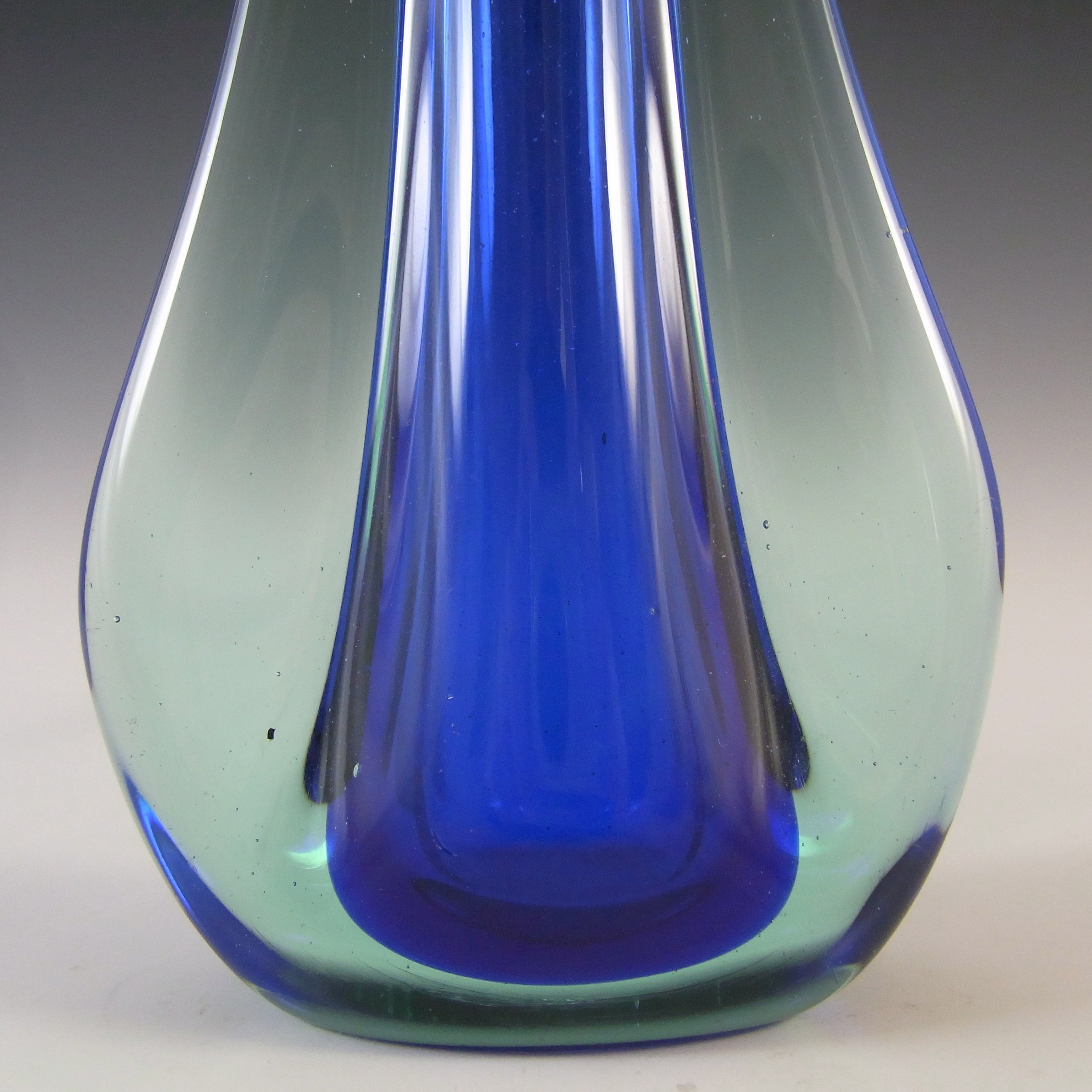 Galliano Ferro Murano Blue Sommerso Glass Vintage Stem Vase - Click Image to Close