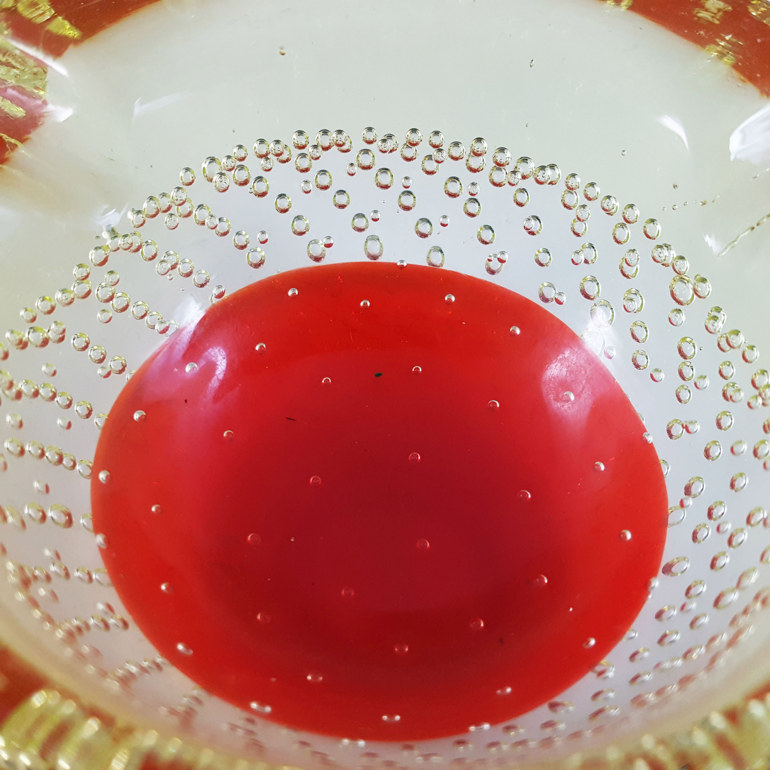 (image for) Galliano Ferro Murano Uranium Red Glass Bullicante Bowl - Click Image to Close