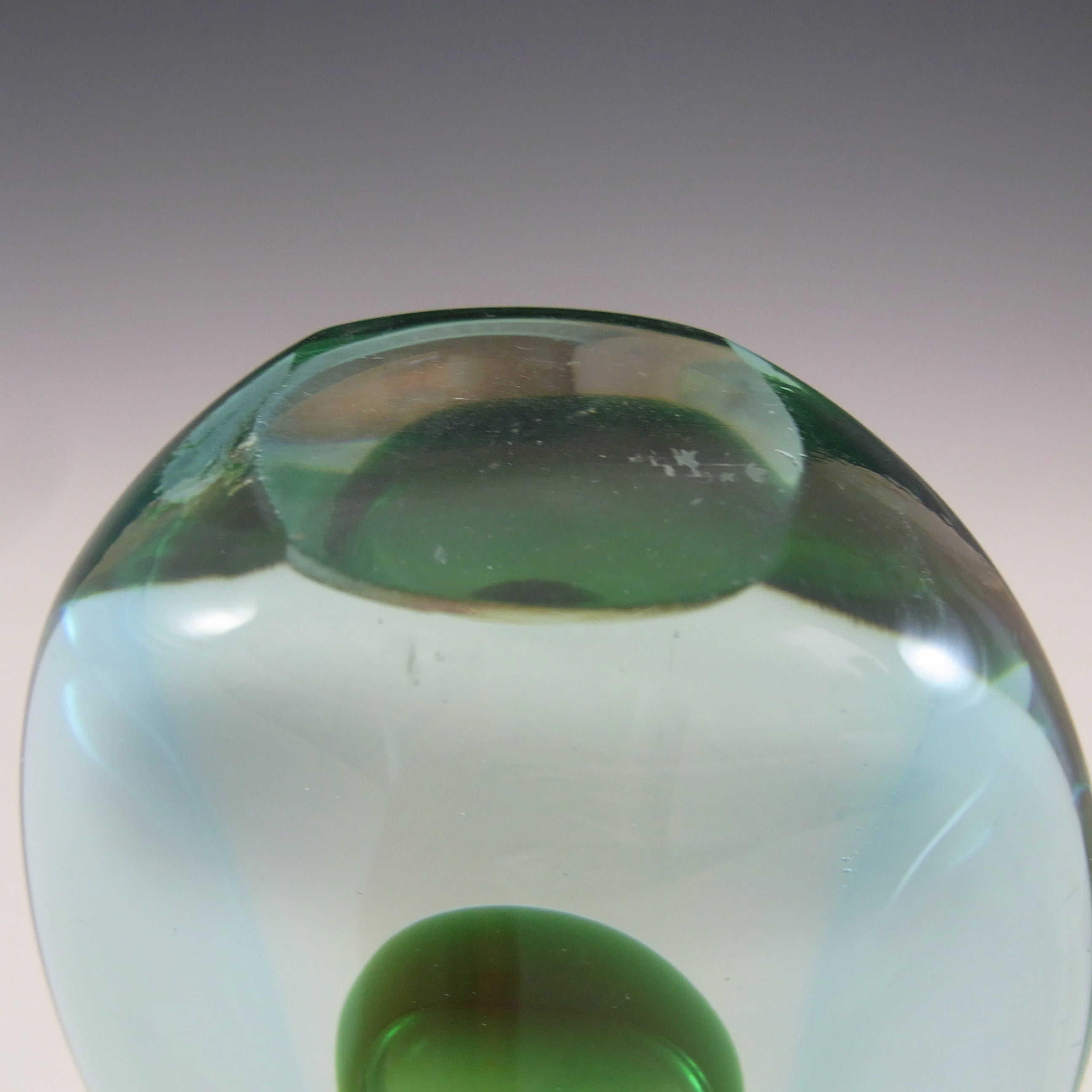 (image for) Galliano Ferro Murano Blue & Green Sommerso Glass Stem Vase - Click Image to Close