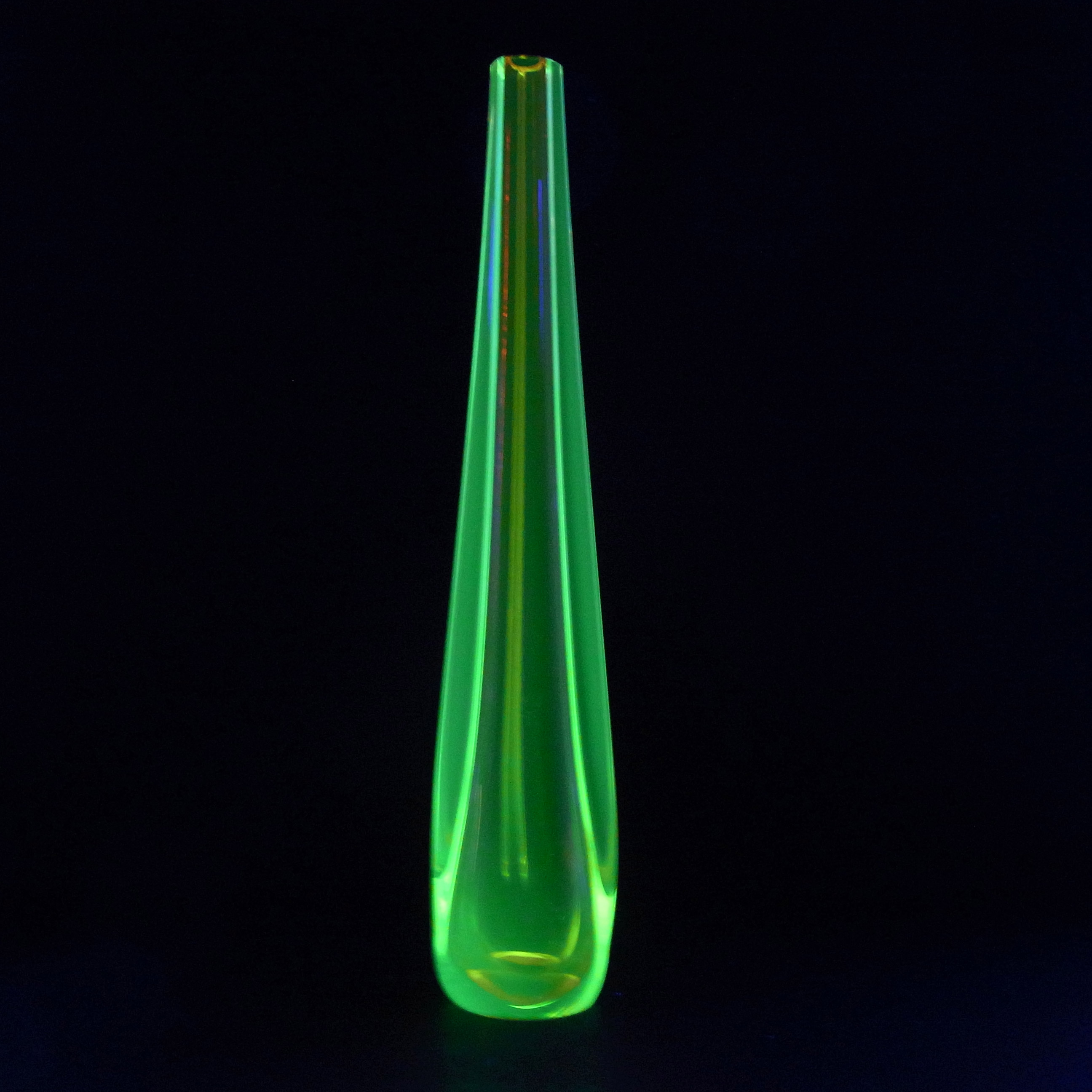 LABELLED Galliano Ferro Murano Orange & Uranium Sommerso Glass Vase - Click Image to Close
