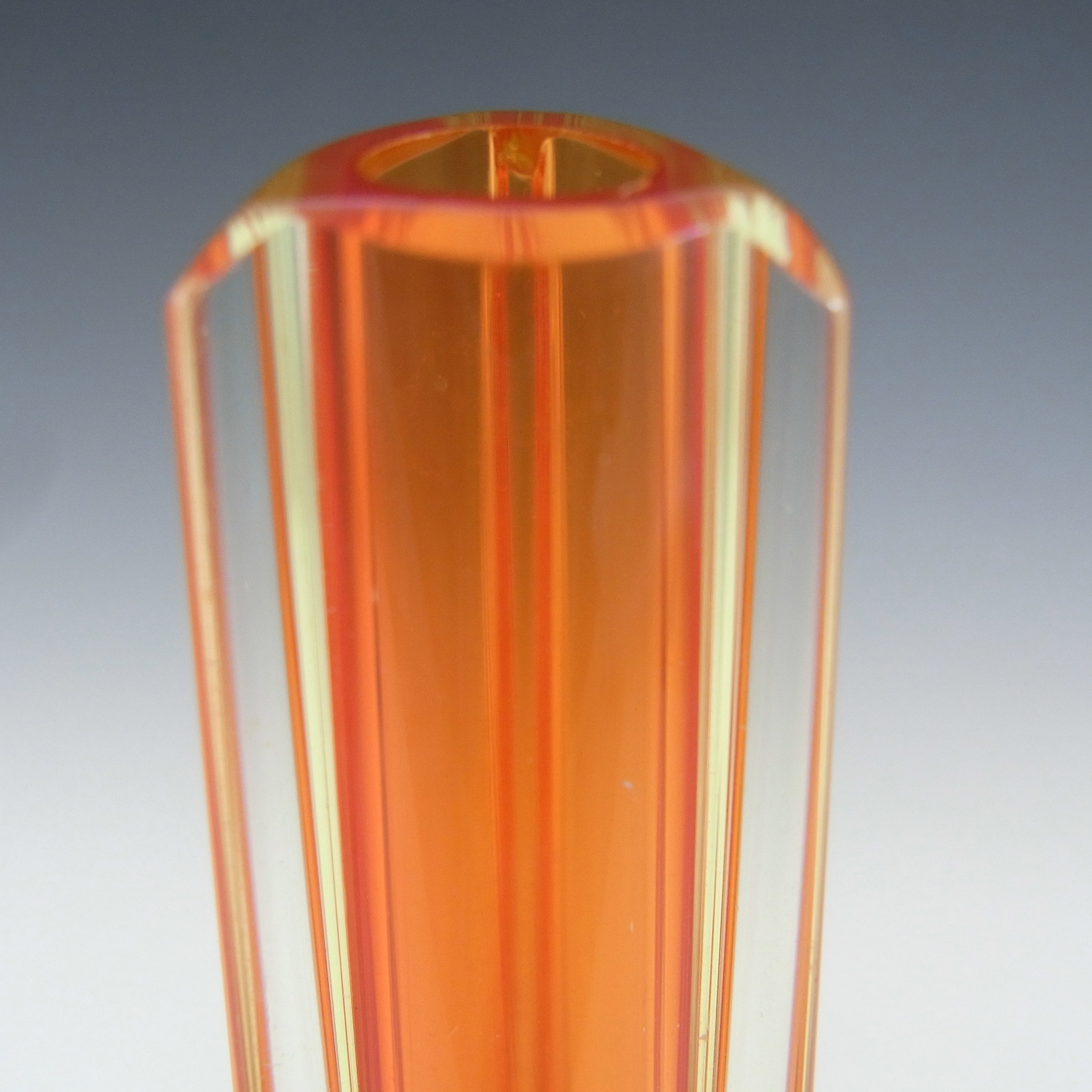 (image for) LABELLED Galliano Ferro Murano Orange & Uranium Sommerso Glass Vase - Click Image to Close