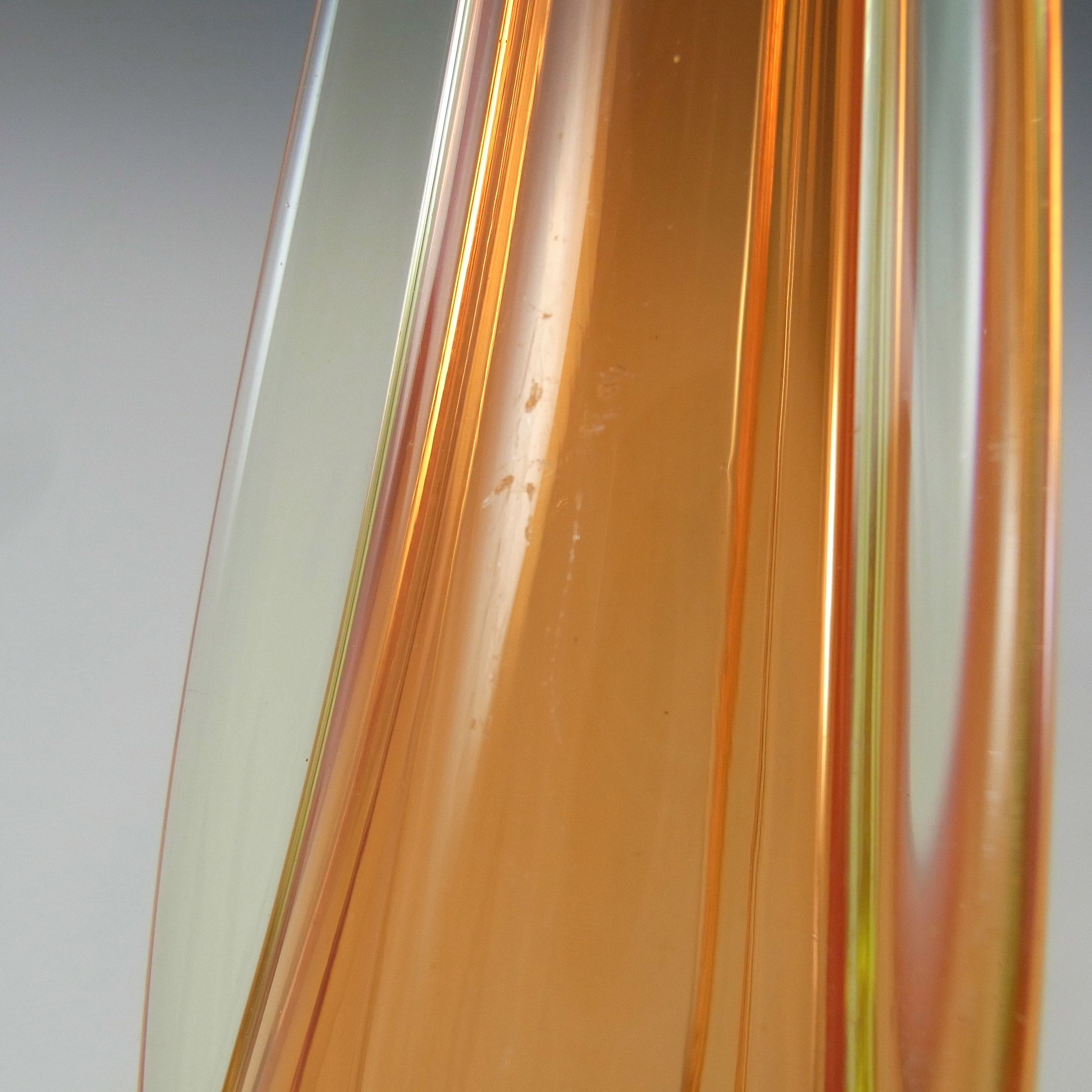 LABELLED Galliano Ferro Murano Orange & Uranium Sommerso Glass Vase - Click Image to Close