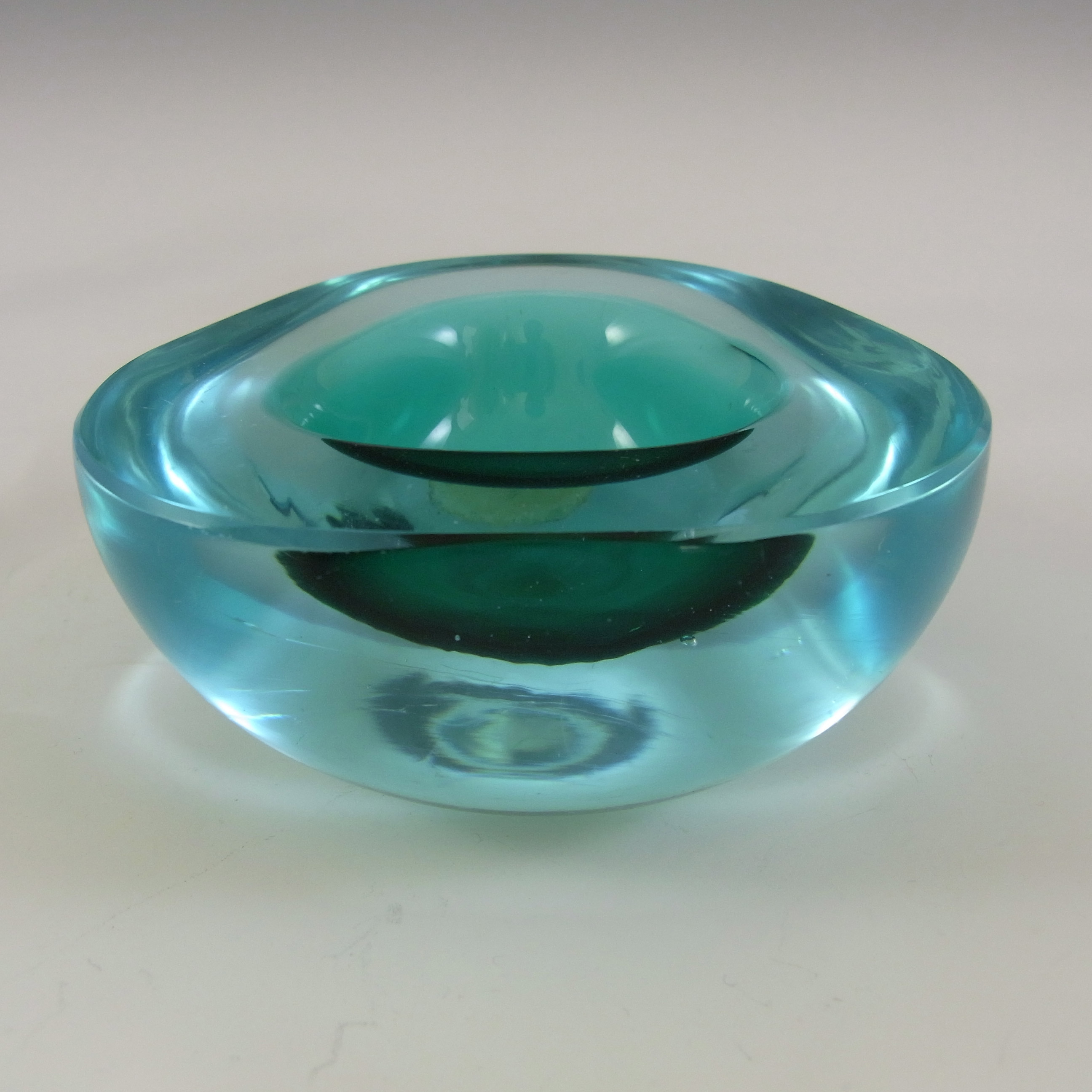 Archimede Seguso Murano Blue Glass Geode Bowl - Labelled - Click Image to Close