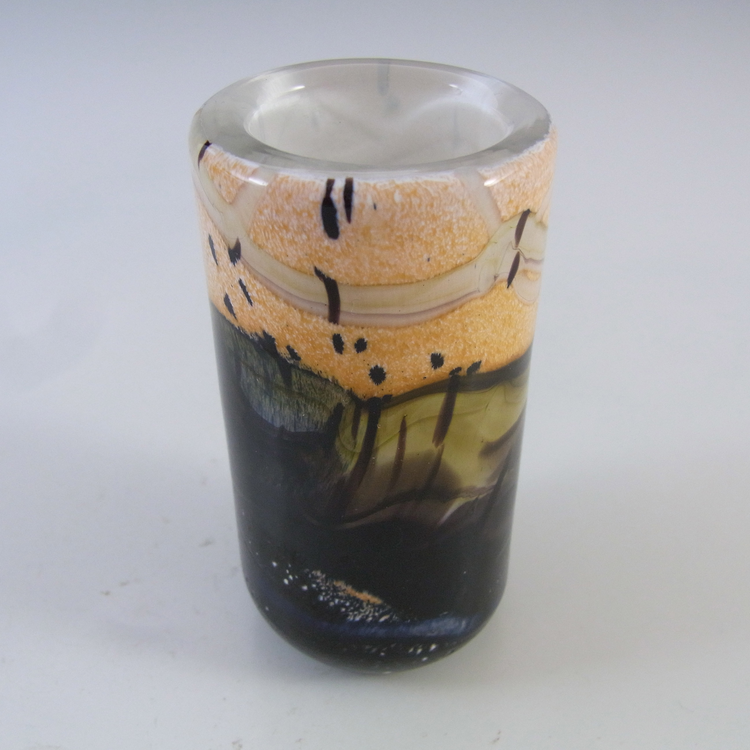 (image for) SIGNED Gozo Maltese Sandy Brown Glass 'Seashell' Vase - Click Image to Close