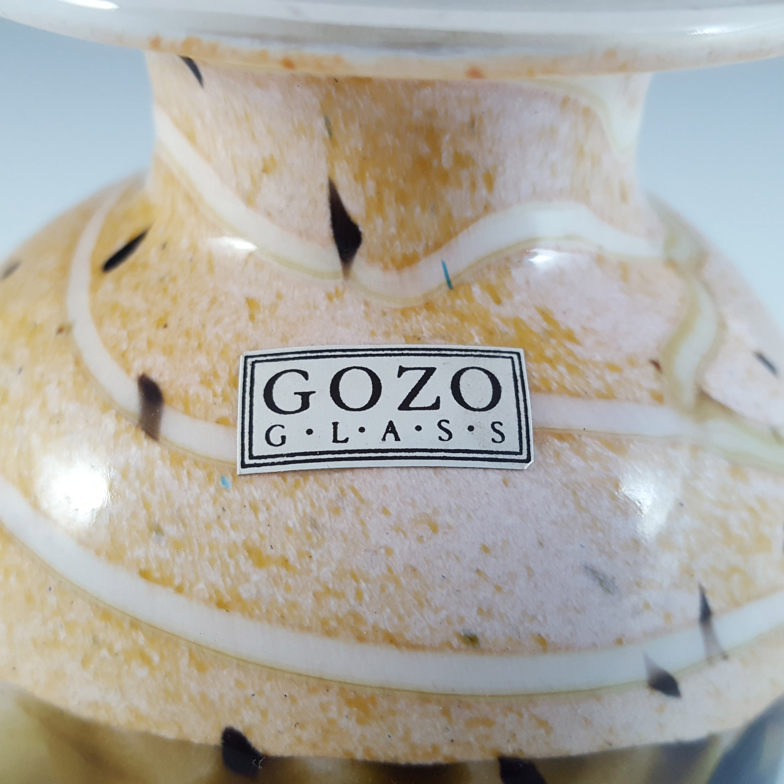 (image for) LABELLED Gozo Maltese Vintage Brown Glass 'Seashell' Vase - Click Image to Close