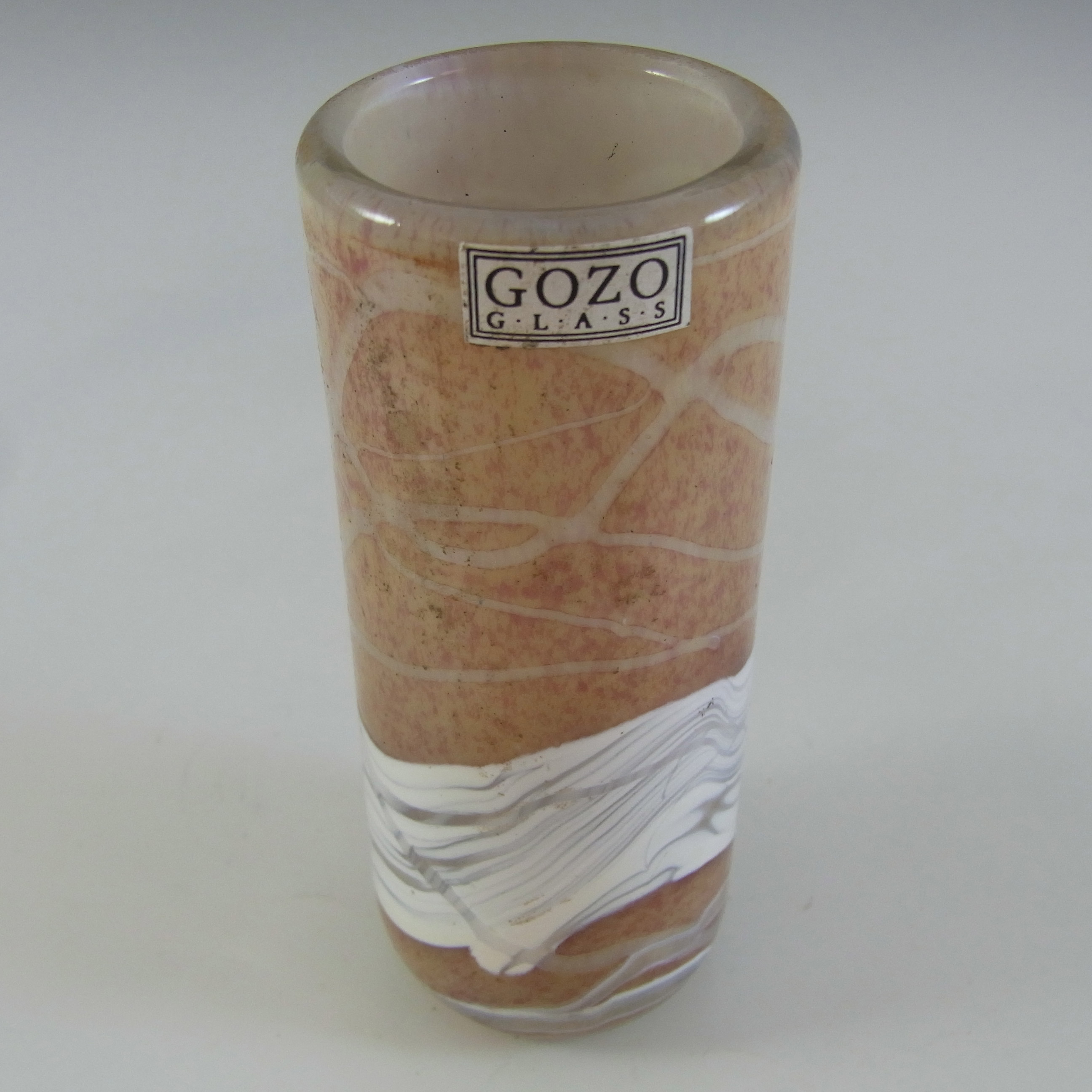 SIGNED Gozo Maltese Sandy Brown Glass 'Sunshine' Vase - Click Image to Close