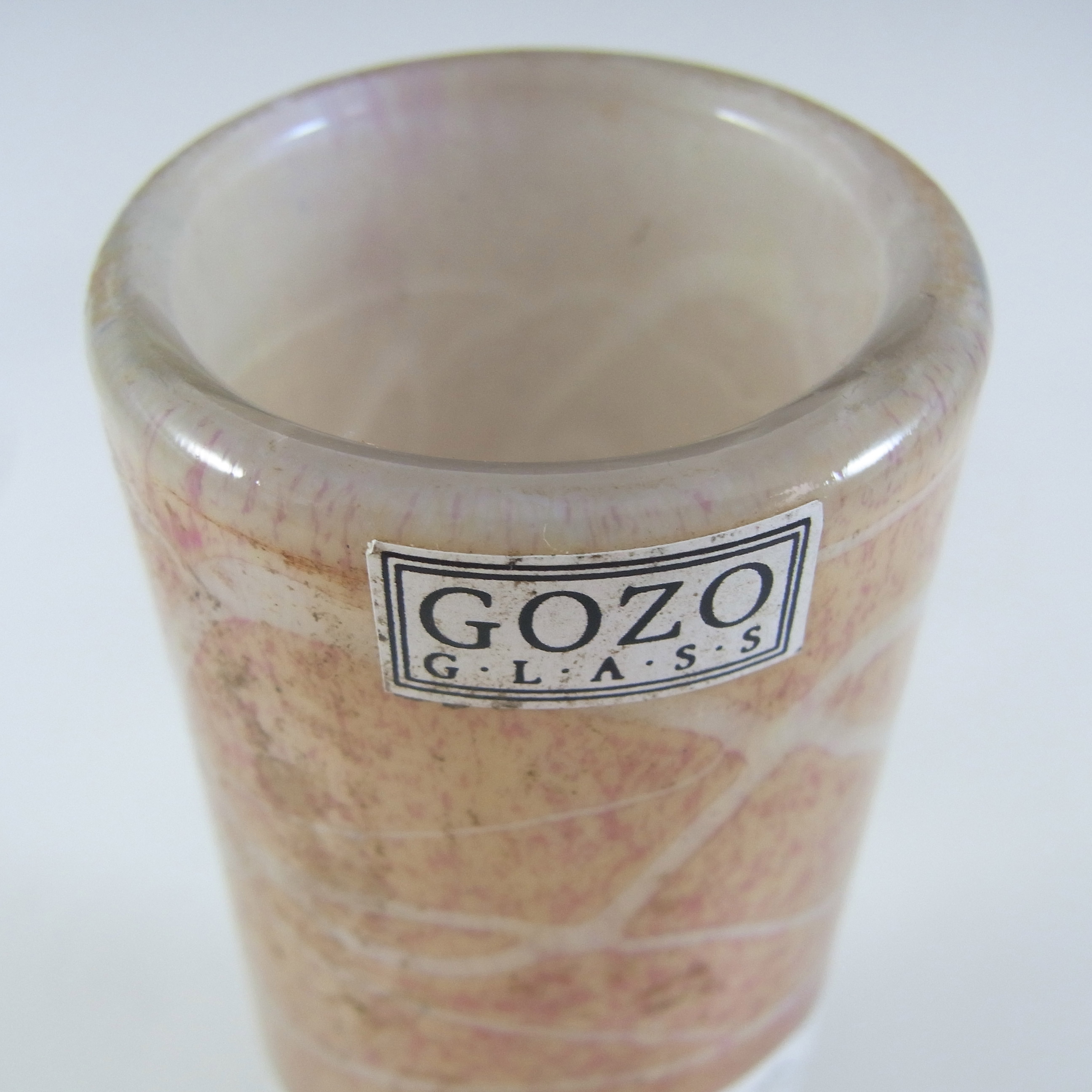 (image for) SIGNED Gozo Maltese Sandy Brown Glass 'Sunshine' Vase - Click Image to Close