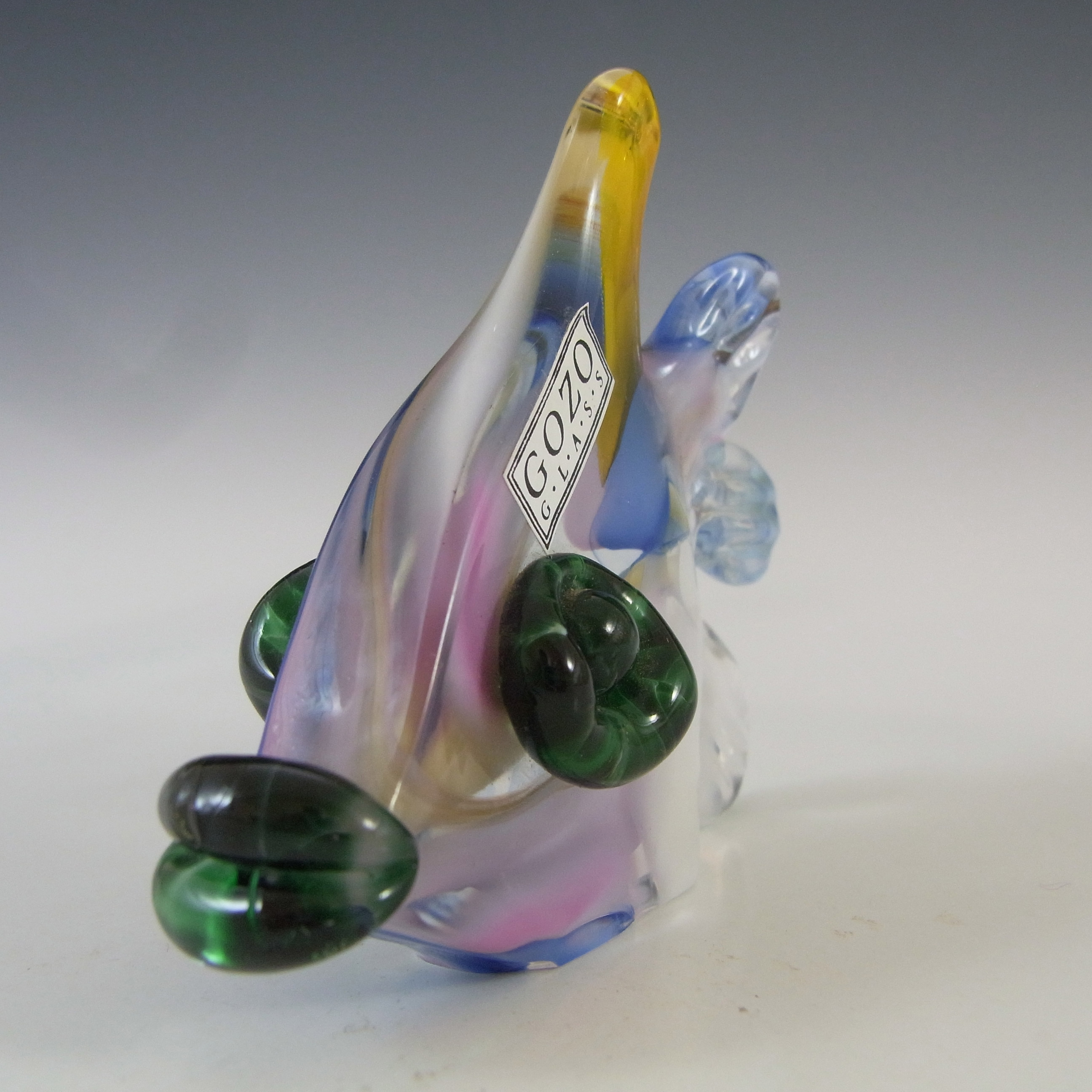 LABELLED Gozo Maltese Vintage Glass Fish Sculpture - Click Image to Close
