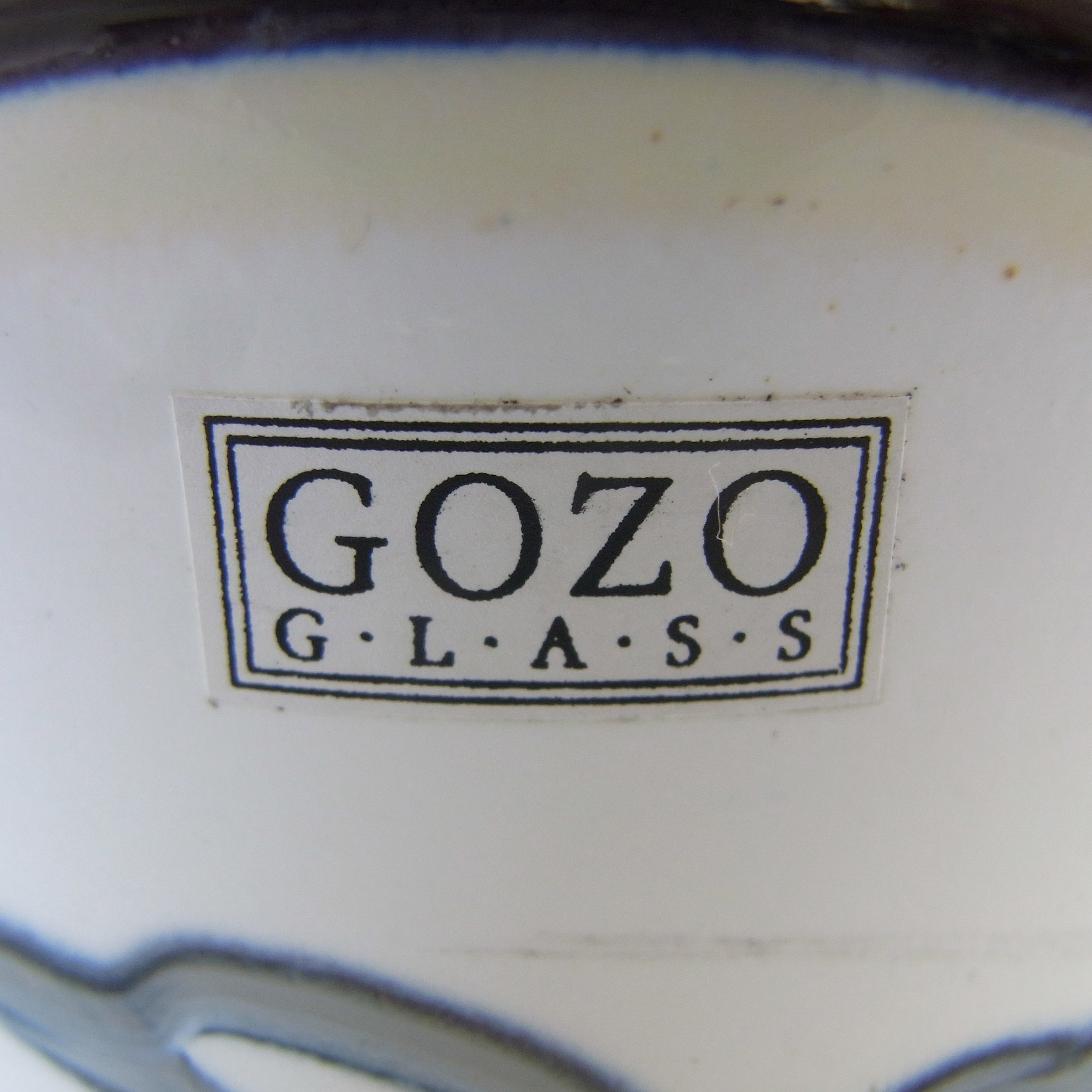 SIGNED & LABELLED Gozo Maltese Vintage Glass 'Noir' Vase - Click Image to Close