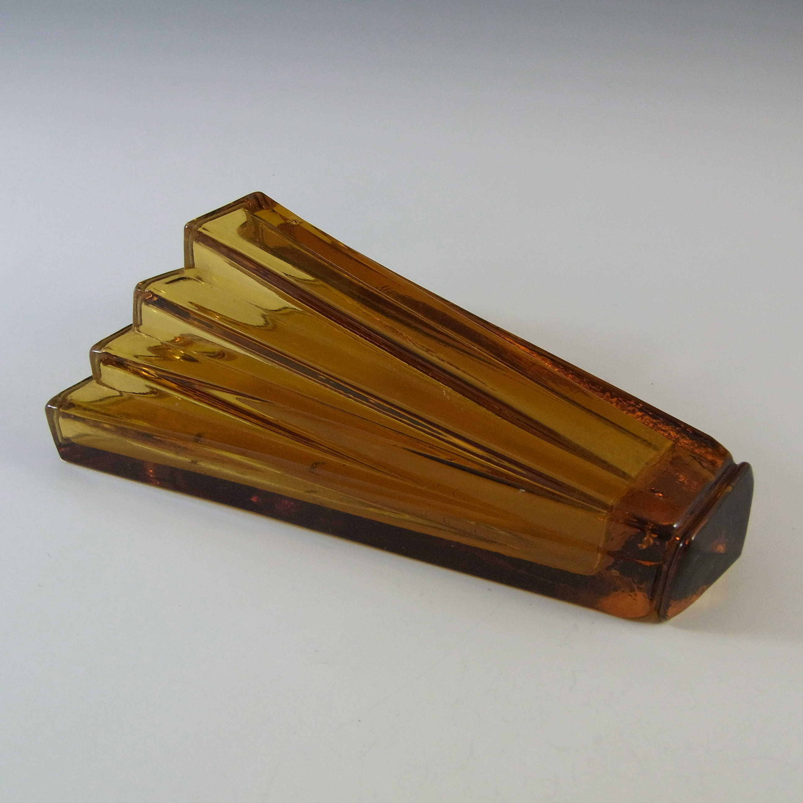 (image for) Bagley #334 Art Deco Vintage Amber Glass 'Grantham' Wall Vase - Click Image to Close