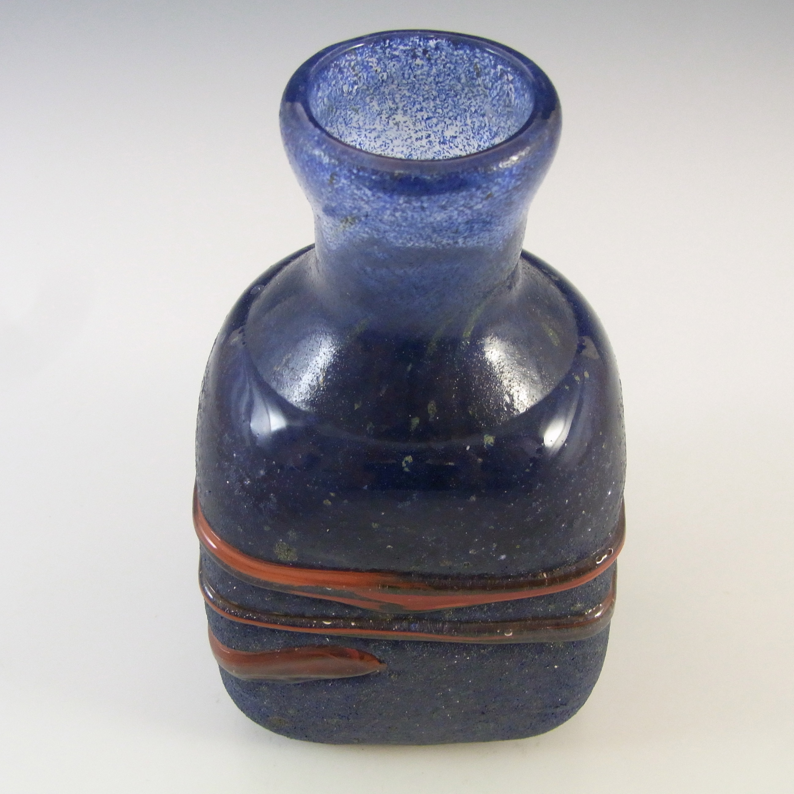 (image for) SIGNED Gusum Blue & Red Swedish Glass Vase by Milan Vobruba - Click Image to Close