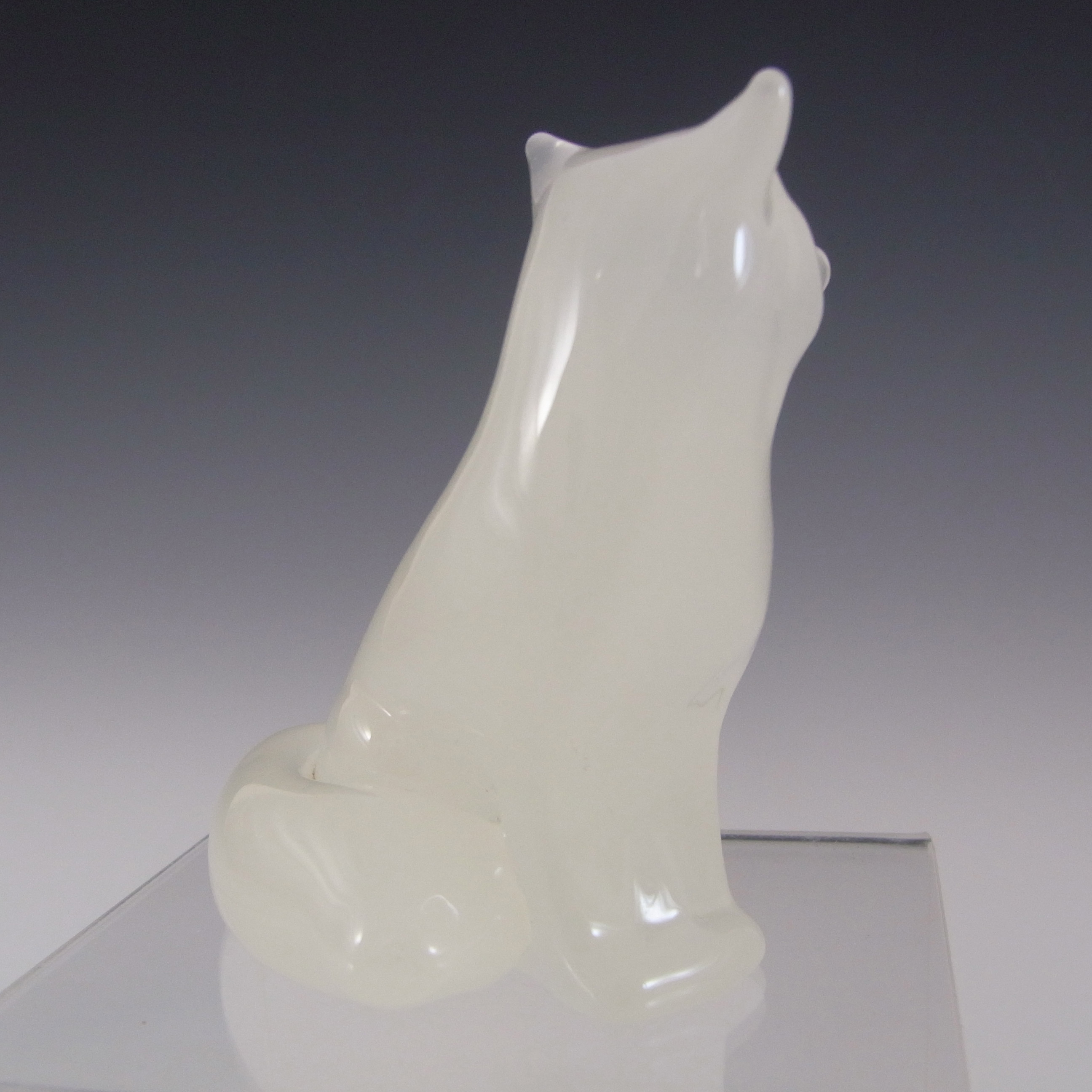 MARKED Hadeland Opaline Glass Norwegian Fox Figurine - Click Image to Close