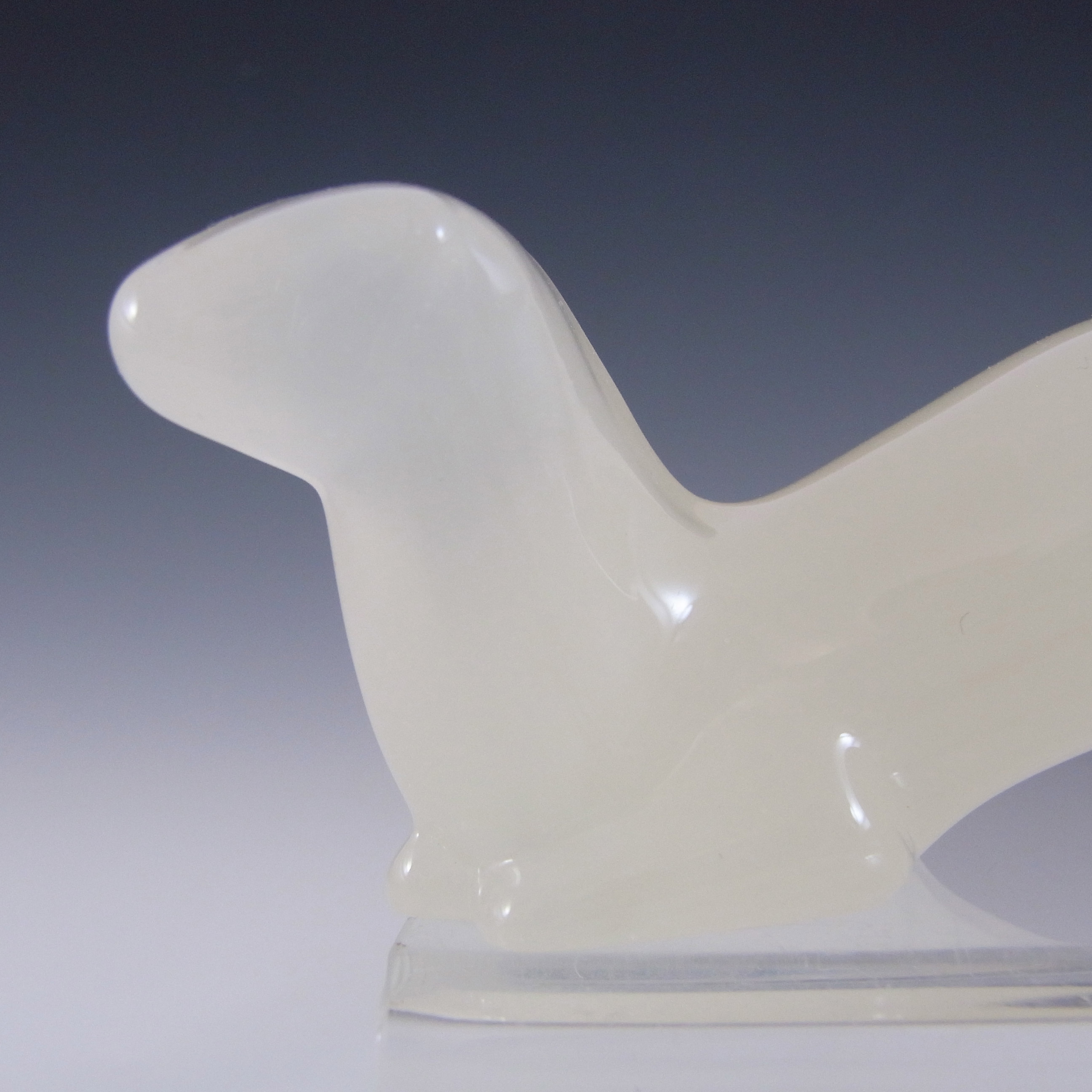 (image for) MARKED Hadeland Opaline Glass Norwegian Otter Sculpture - Click Image to Close