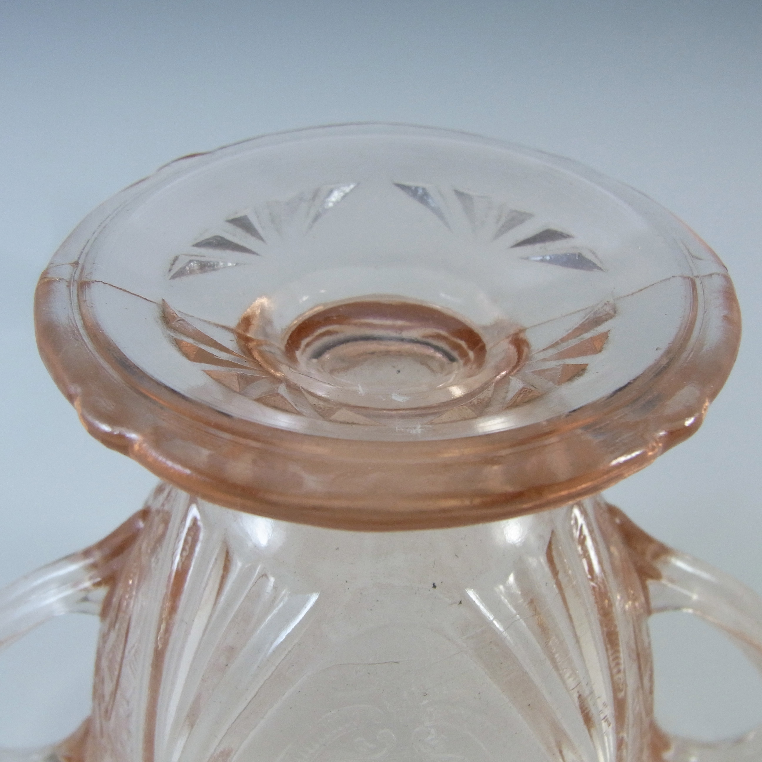 (image for) Hazel Atlas Royal Lace Pink Depression Glass Vintage Sugar Bowl - Click Image to Close