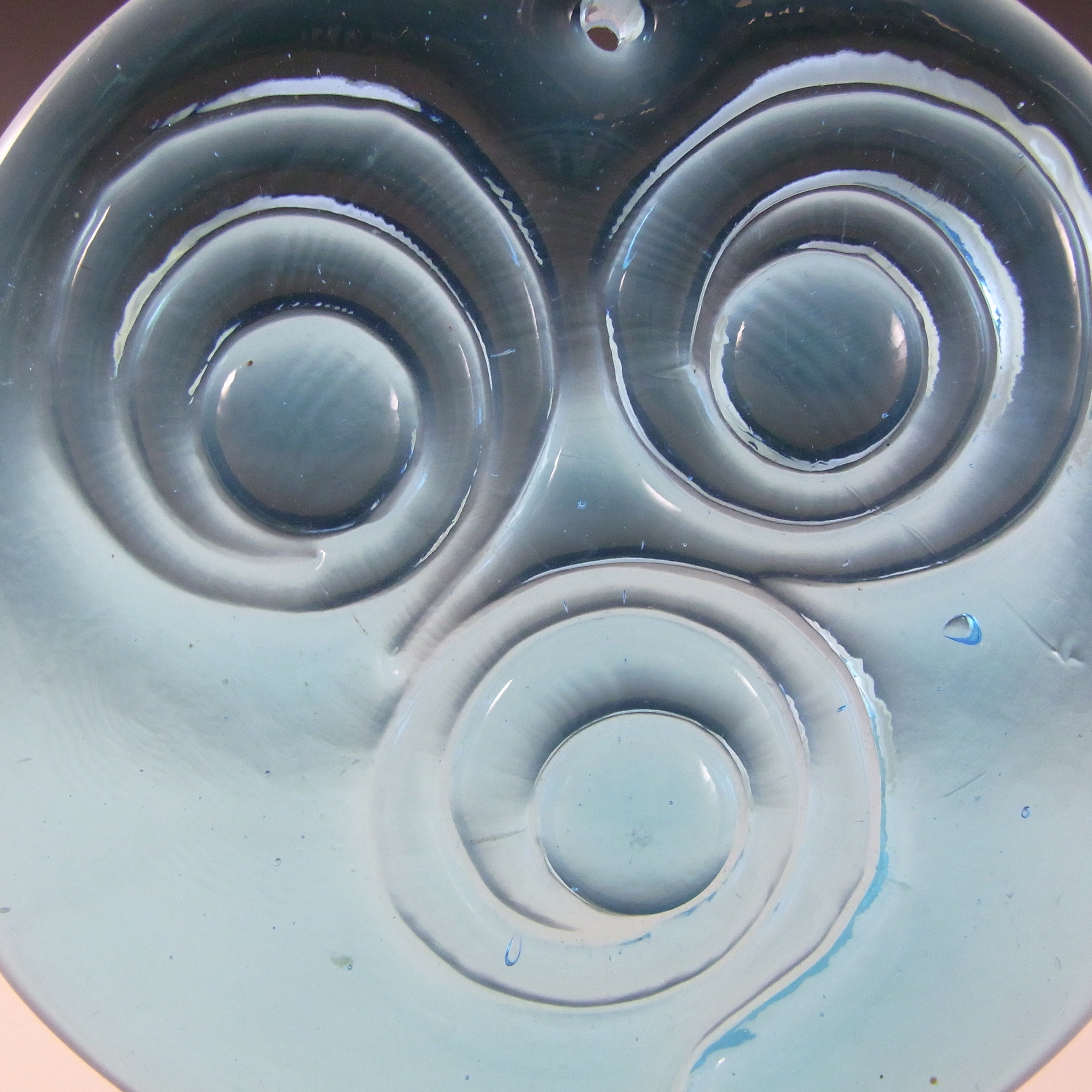 (image for) Holmegaard Blue Glass 'Three Circles' Suncatcher - Click Image to Close