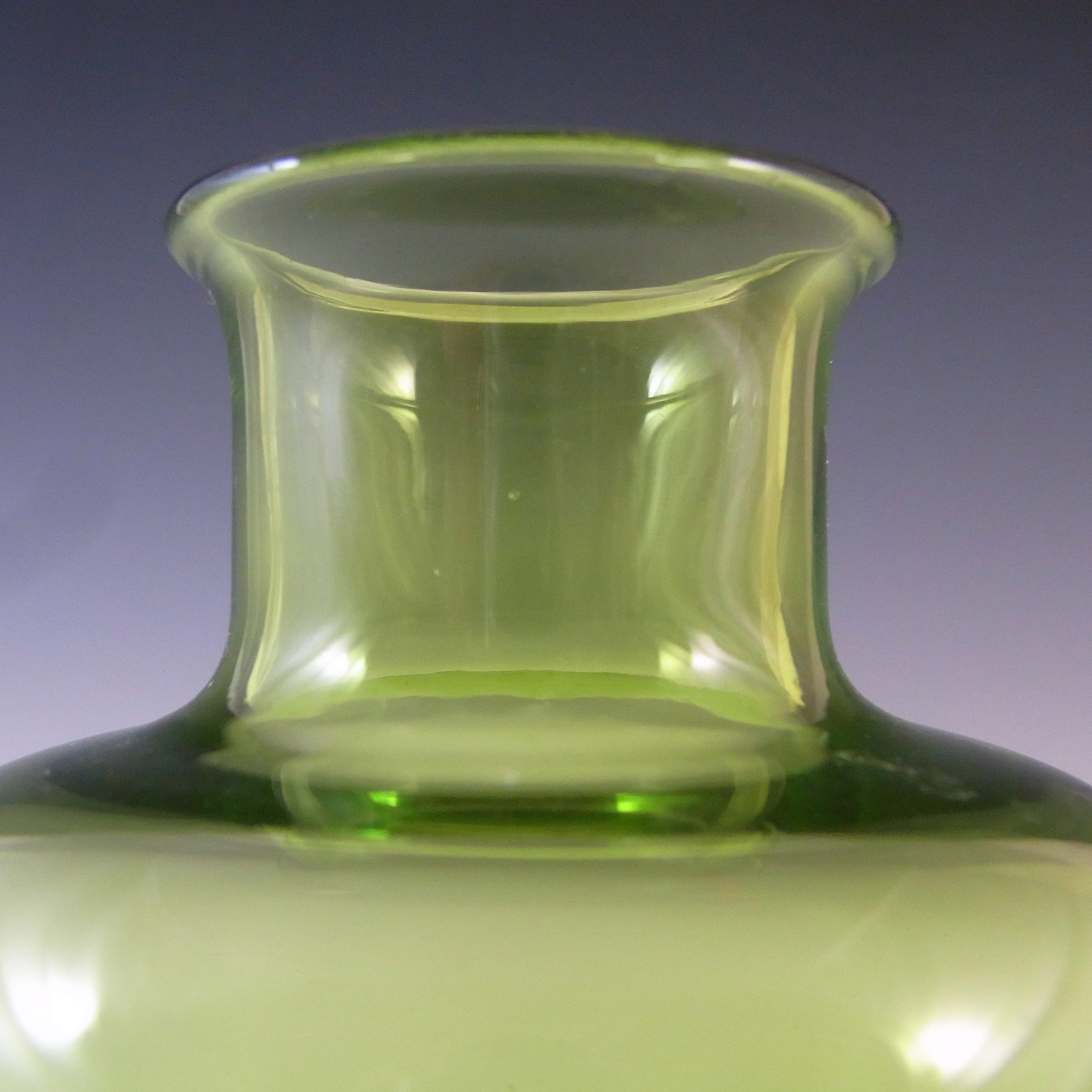 (image for) Holmegaard #18168 Per Lutken Green Glass 'Majgrøn' Vase - Signed - Click Image to Close