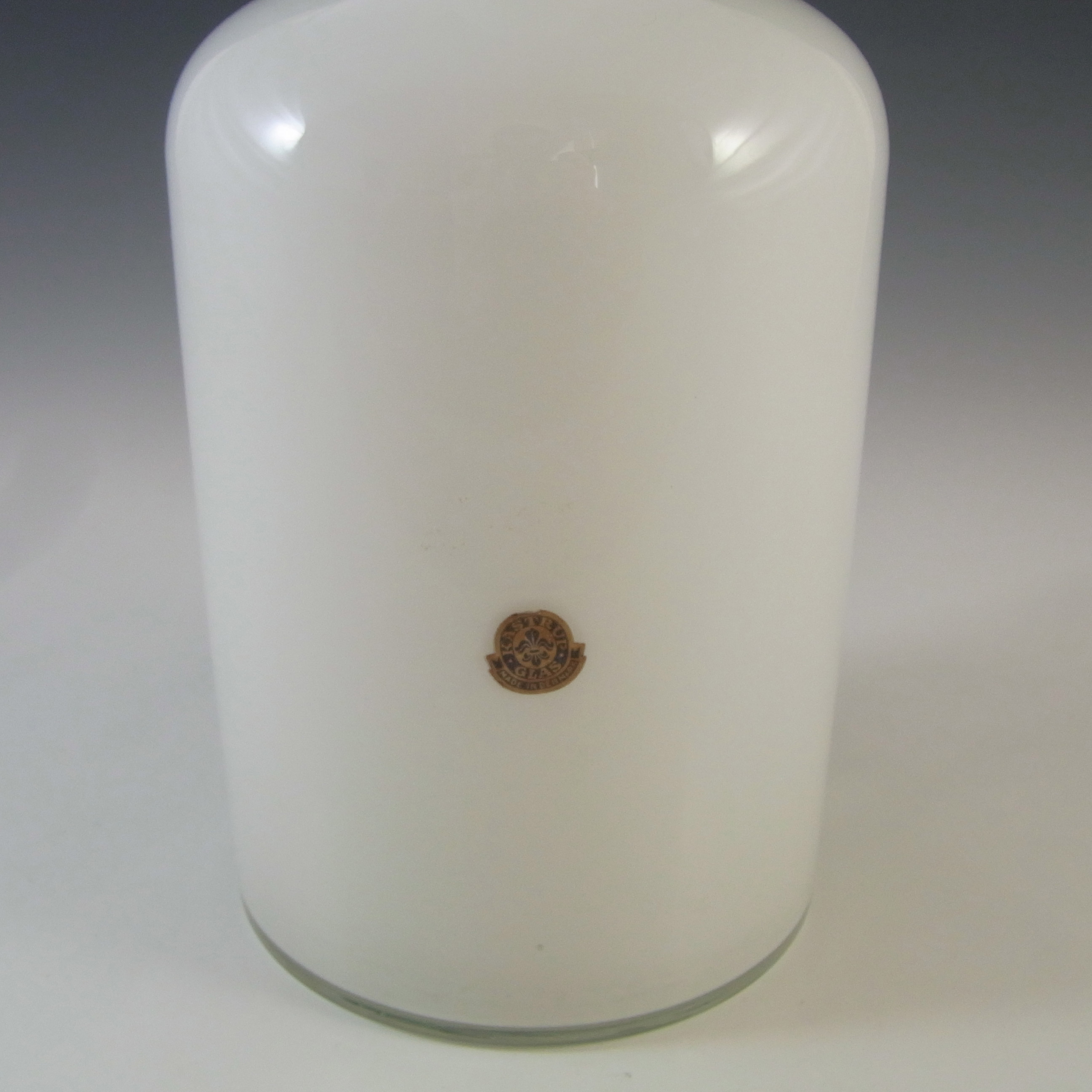 Holmegaard Kastrup Otto Brauer White Opal Glass 12" Gulvvase Vase - Click Image to Close