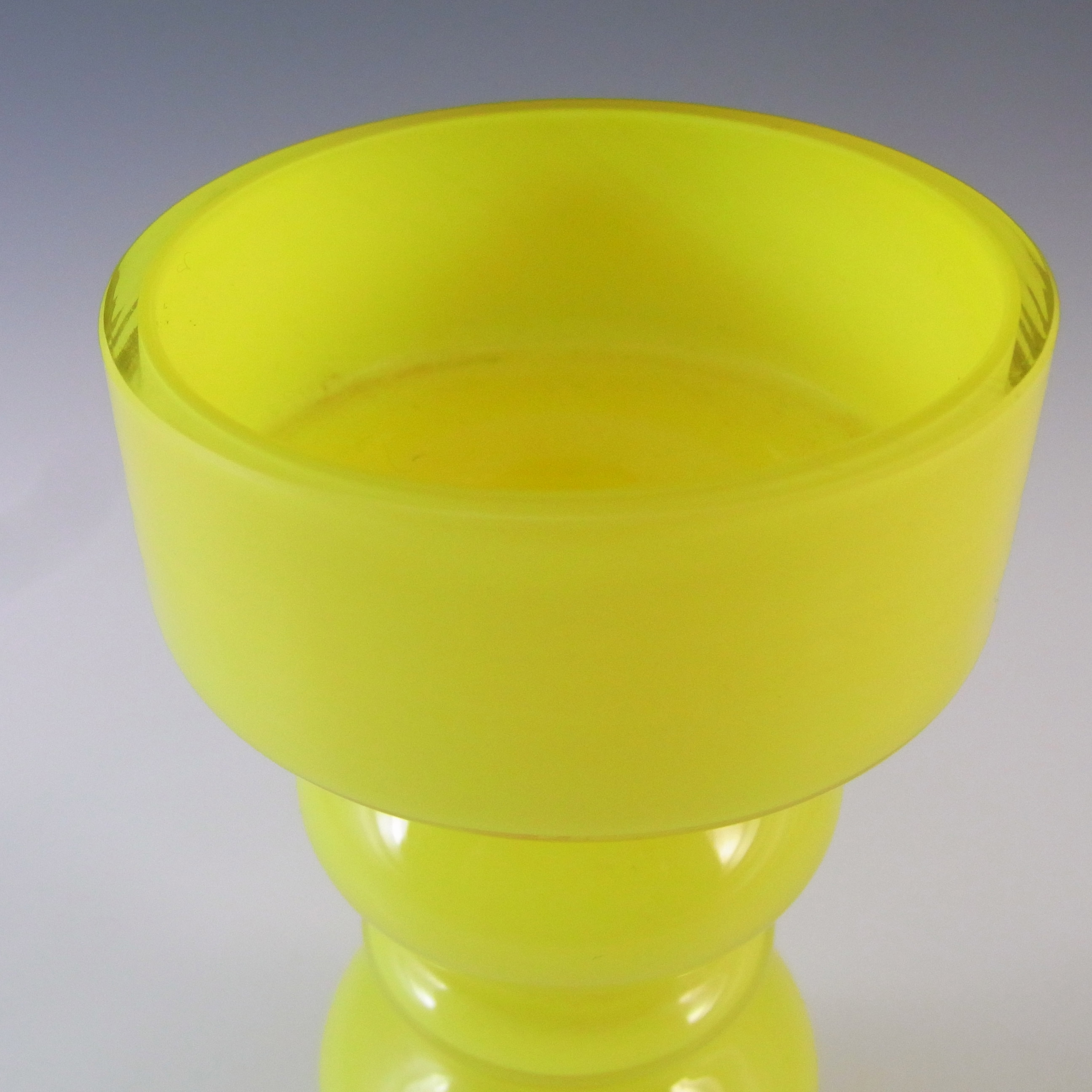 Hirschberg German Yellow Hooped Vintage Cased Glass Vase - Click Image to Close