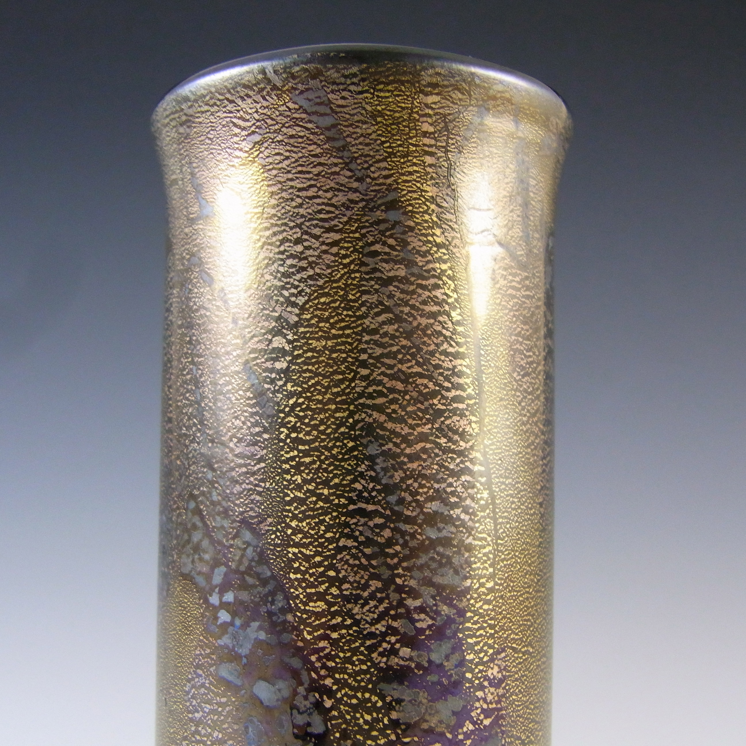 Isle of Wight Studio / Harris 'Azurene Black' Glass Cylinder Vase - Click Image to Close