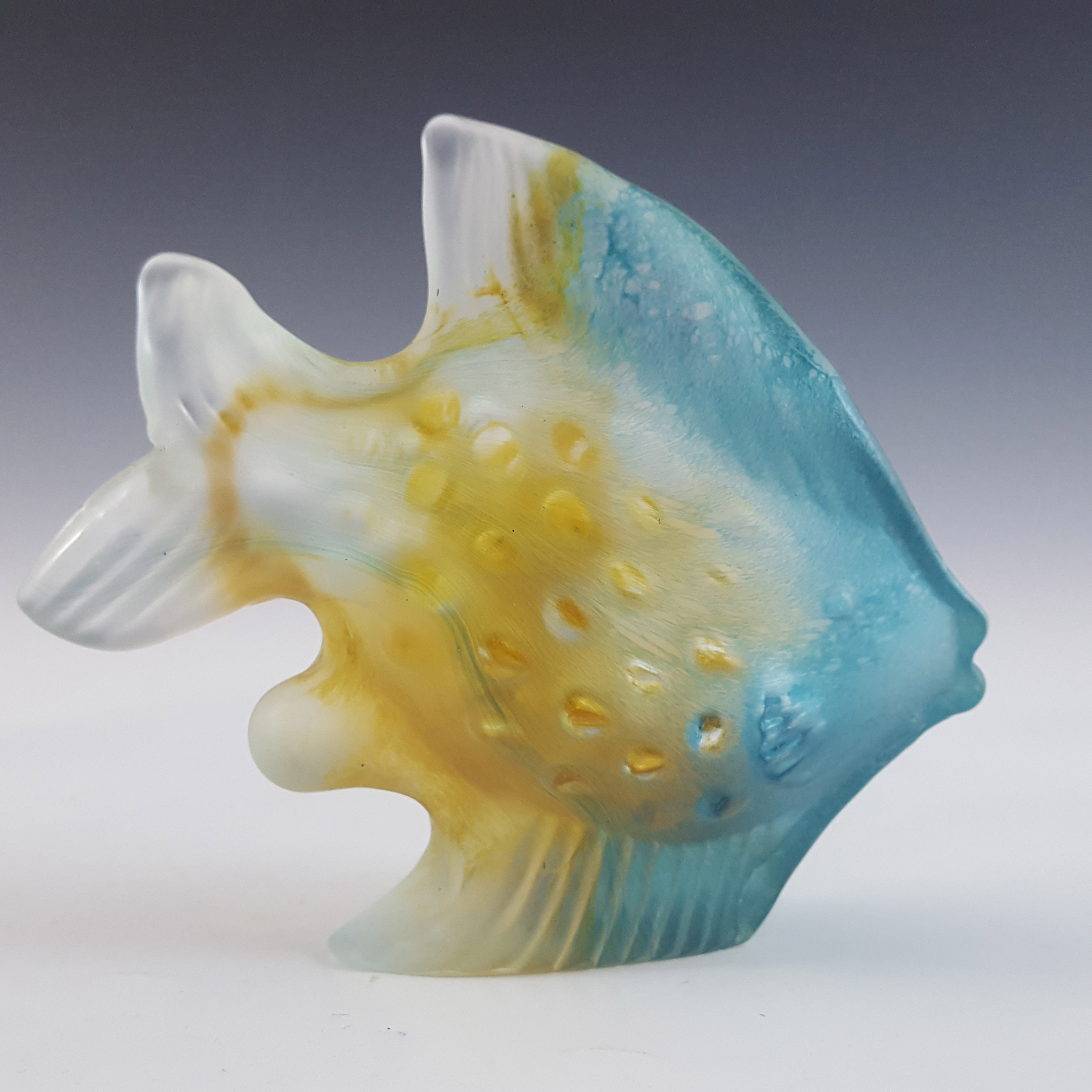 (image for) Isle of Wight Studio / Harris Blue & Yellow Glass Fish Sculpture - Click Image to Close