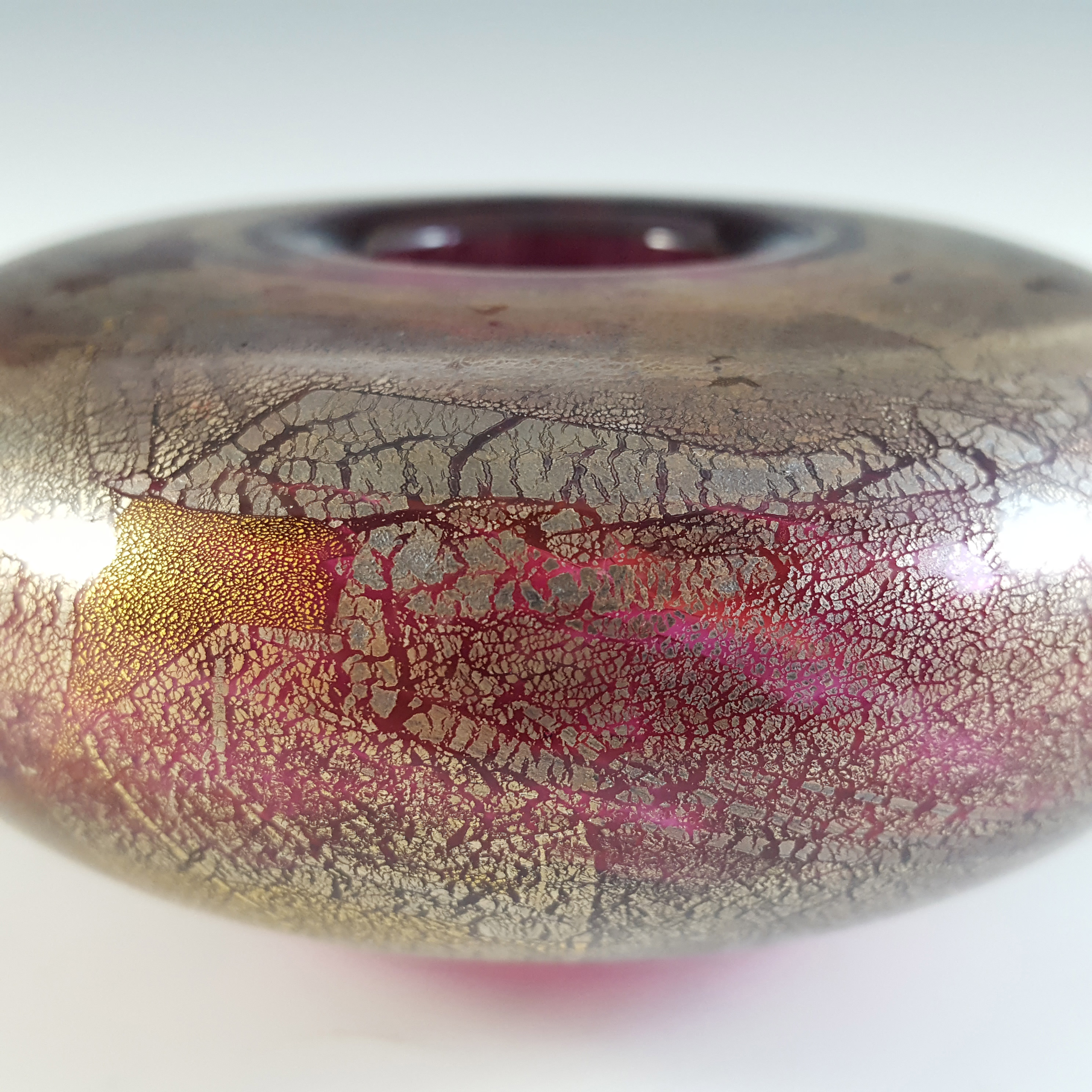 (image for) Isle of Wight Studio / Harris 'Azurene Pink' Glass Squat Vase - Click Image to Close
