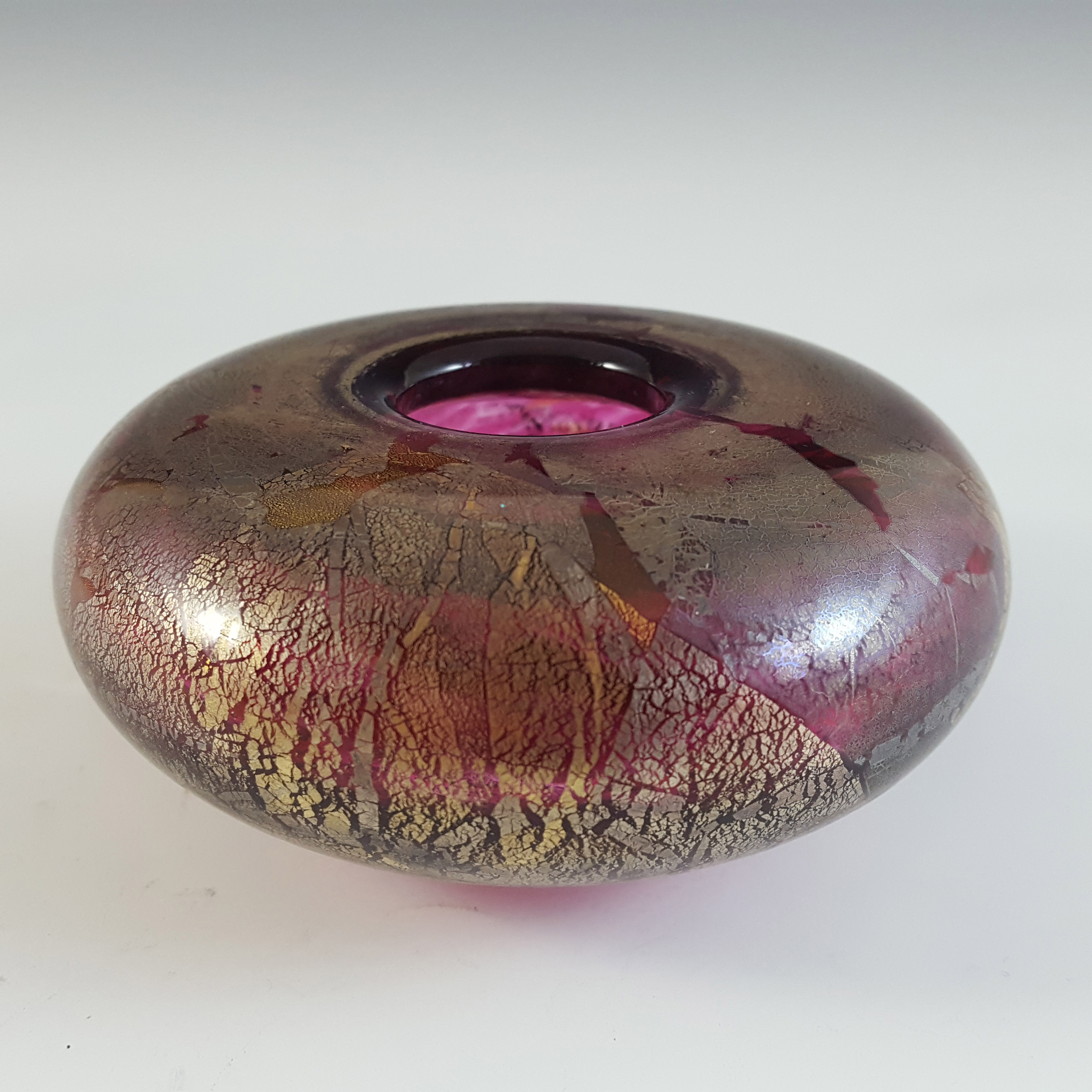 (image for) Isle of Wight Studio / Harris 'Azurene Pink' Glass Squat Vase - Click Image to Close