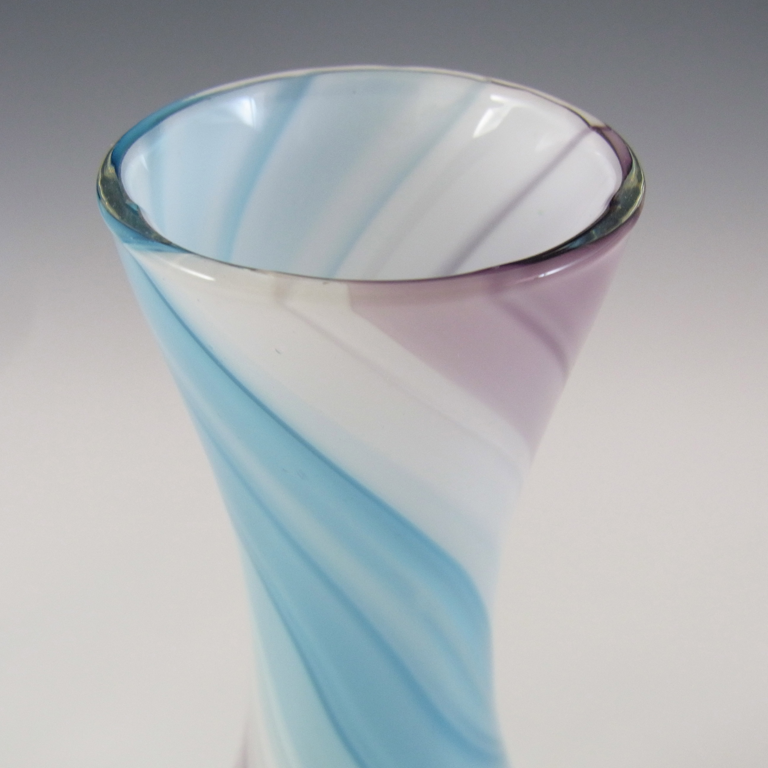 (image for) Japanese Blue, Purple & White Vintage Glass Bud Vase - Click Image to Close