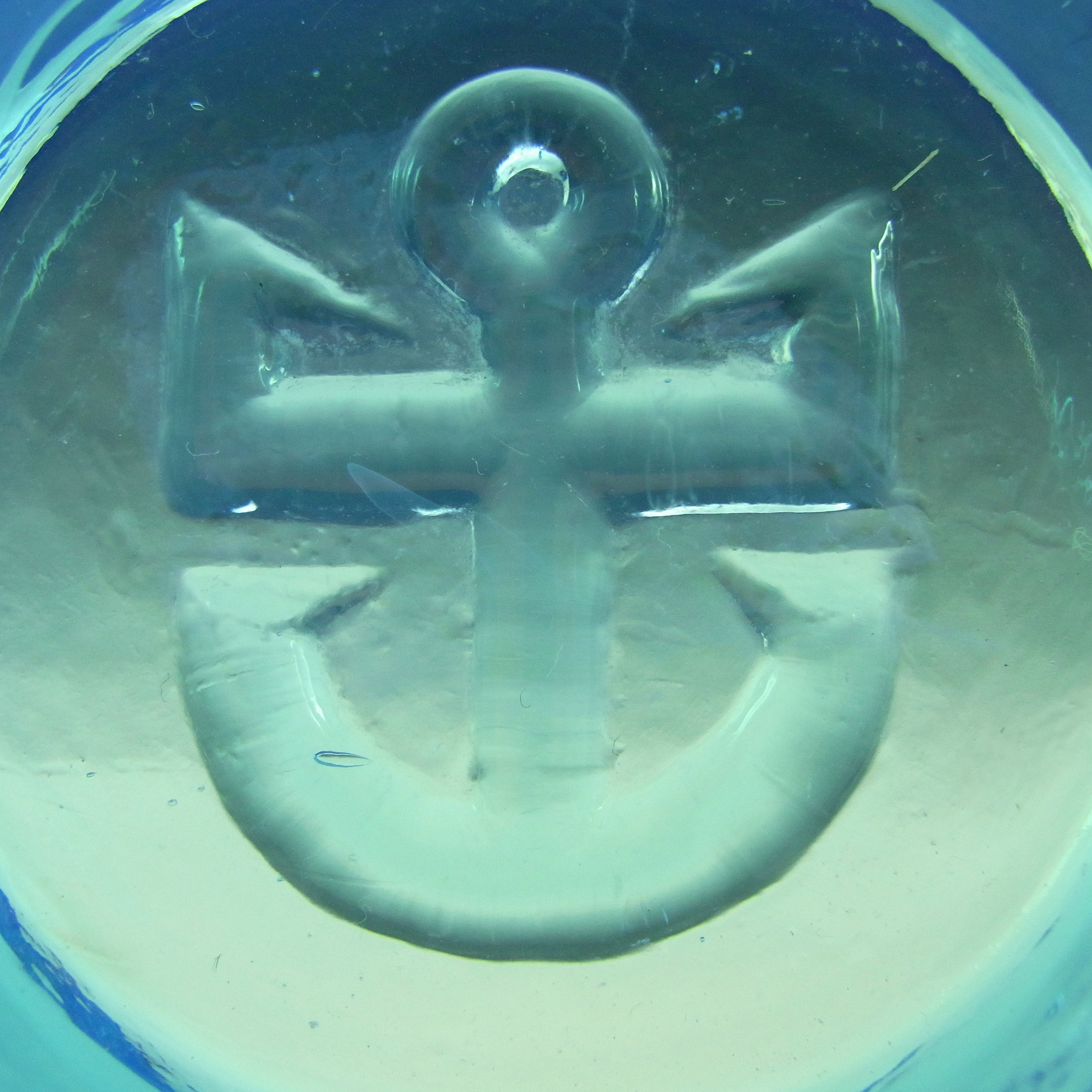 Boda Vintage Blue Glass Anchor Bowl by Erik Hoglund - Click Image to Close