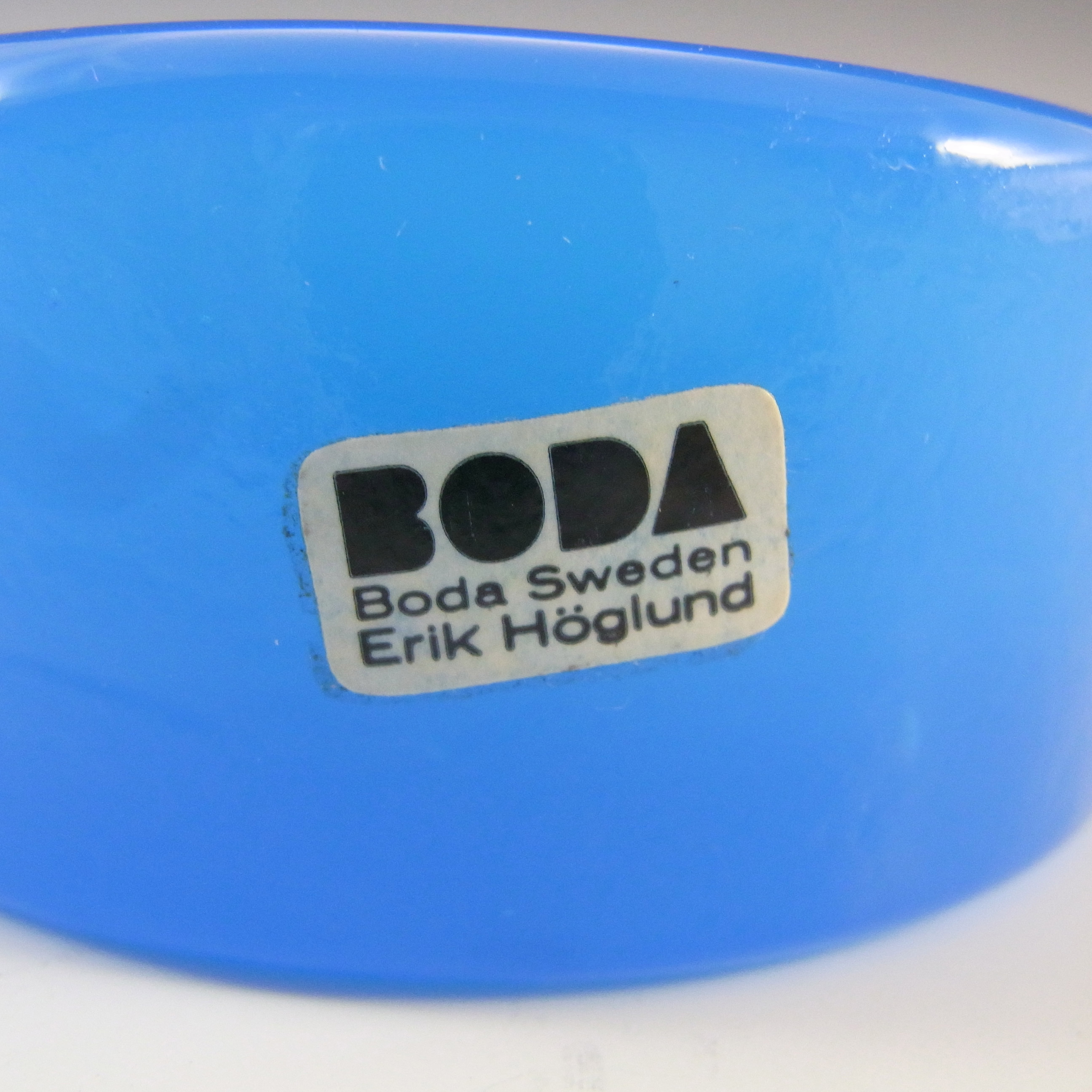 LABELLED Boda Blue Glass Anchor Bowl by Erik Hoglund - Click Image to Close