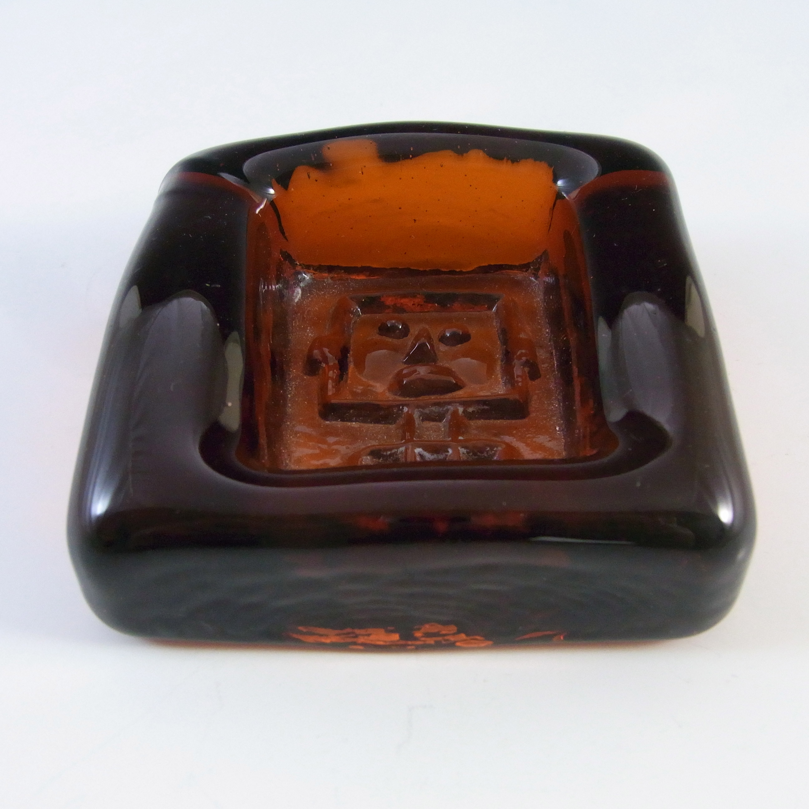 (image for) Boda Vintage Amber Swedish Glass Robot Bowl by Erik Hoglund - Click Image to Close