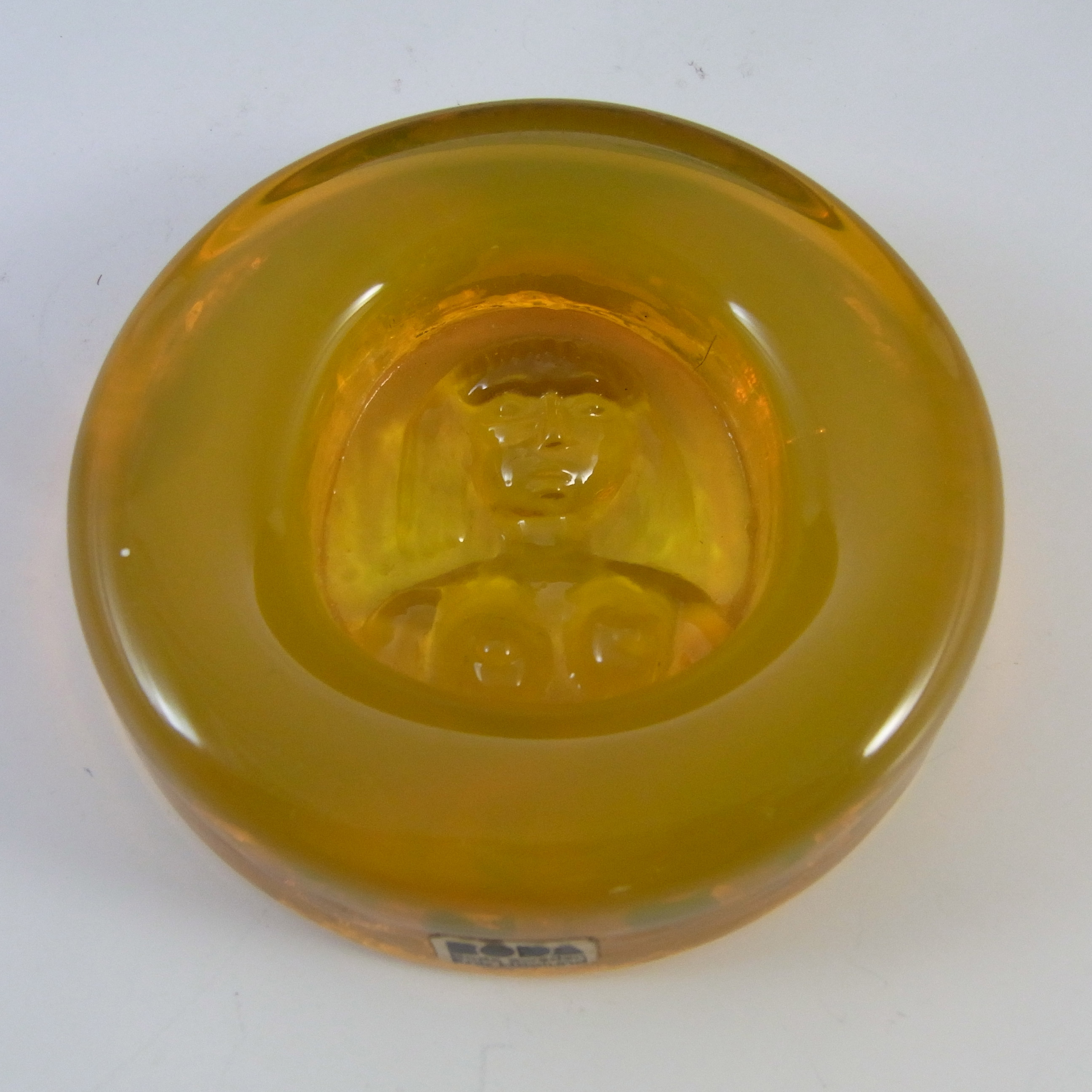 LABELLED Boda Yellow Glass Nude Lady "Eve" Bowl by Erik Hoglund - Click Image to Close