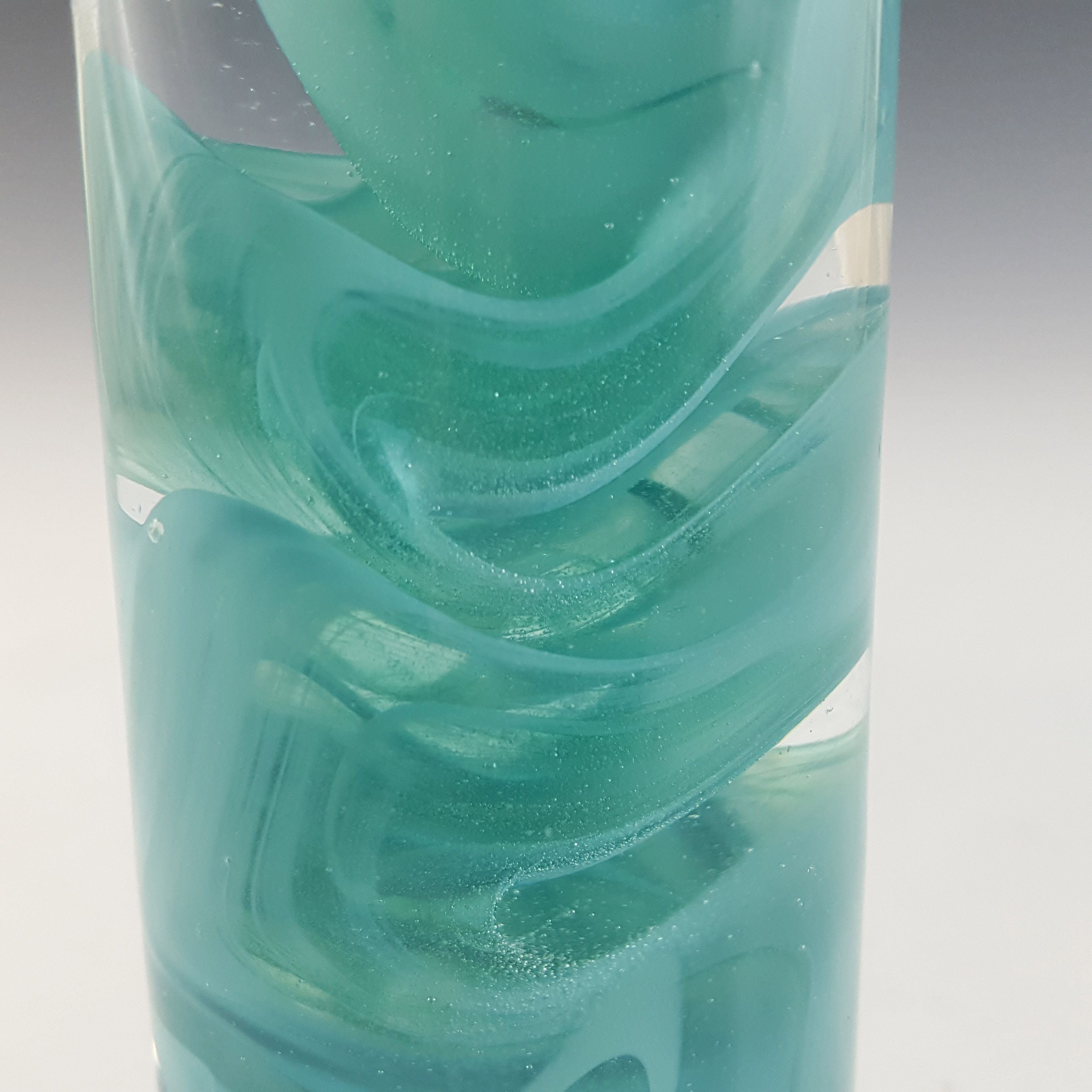 (image for) MARKED Kosta Boda Turquoise Glass Atoll Candle Holder - Click Image to Close