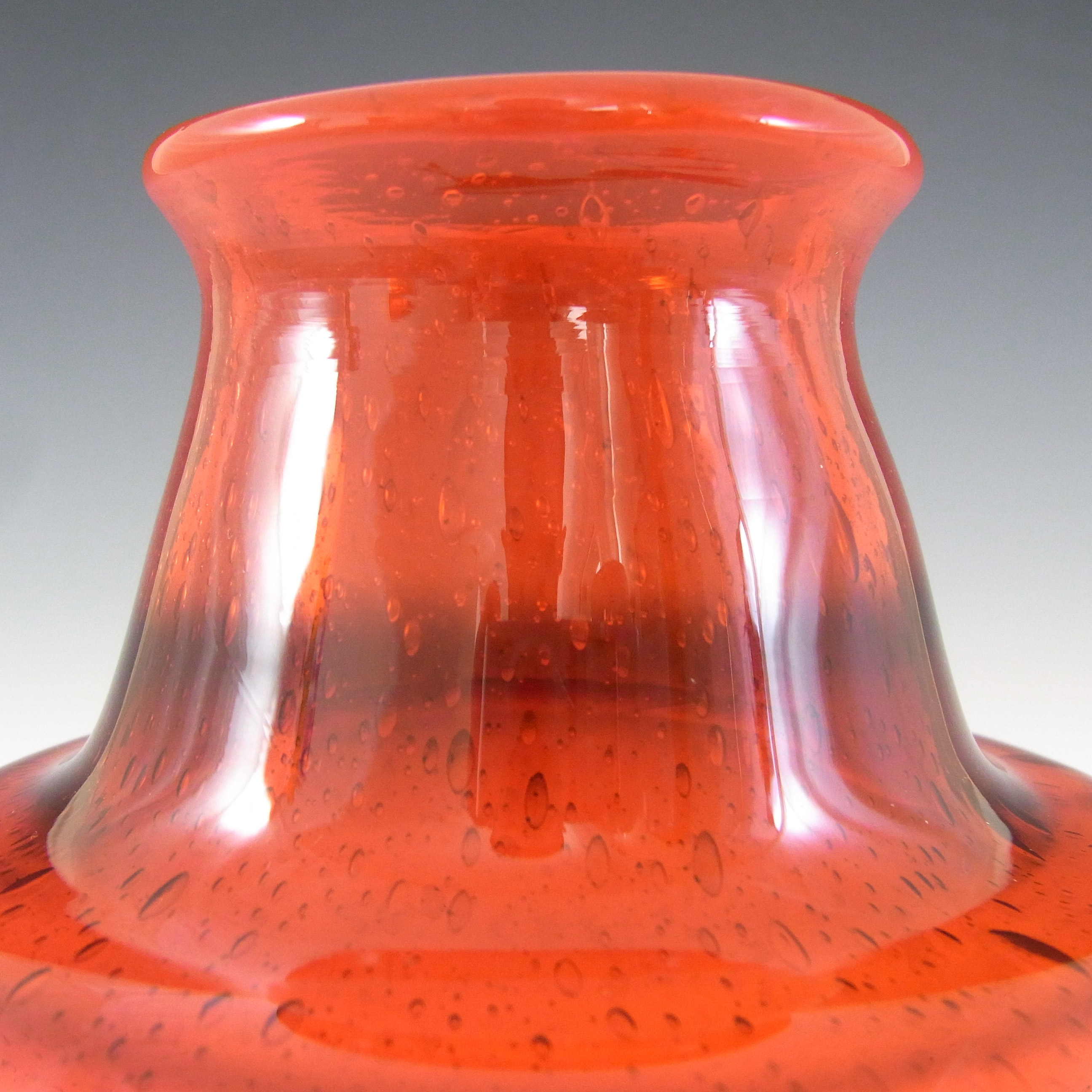 SIGNED Kosta Boda Bubbly Red Glass Vase by Erik Hoglund - Click Image to Close