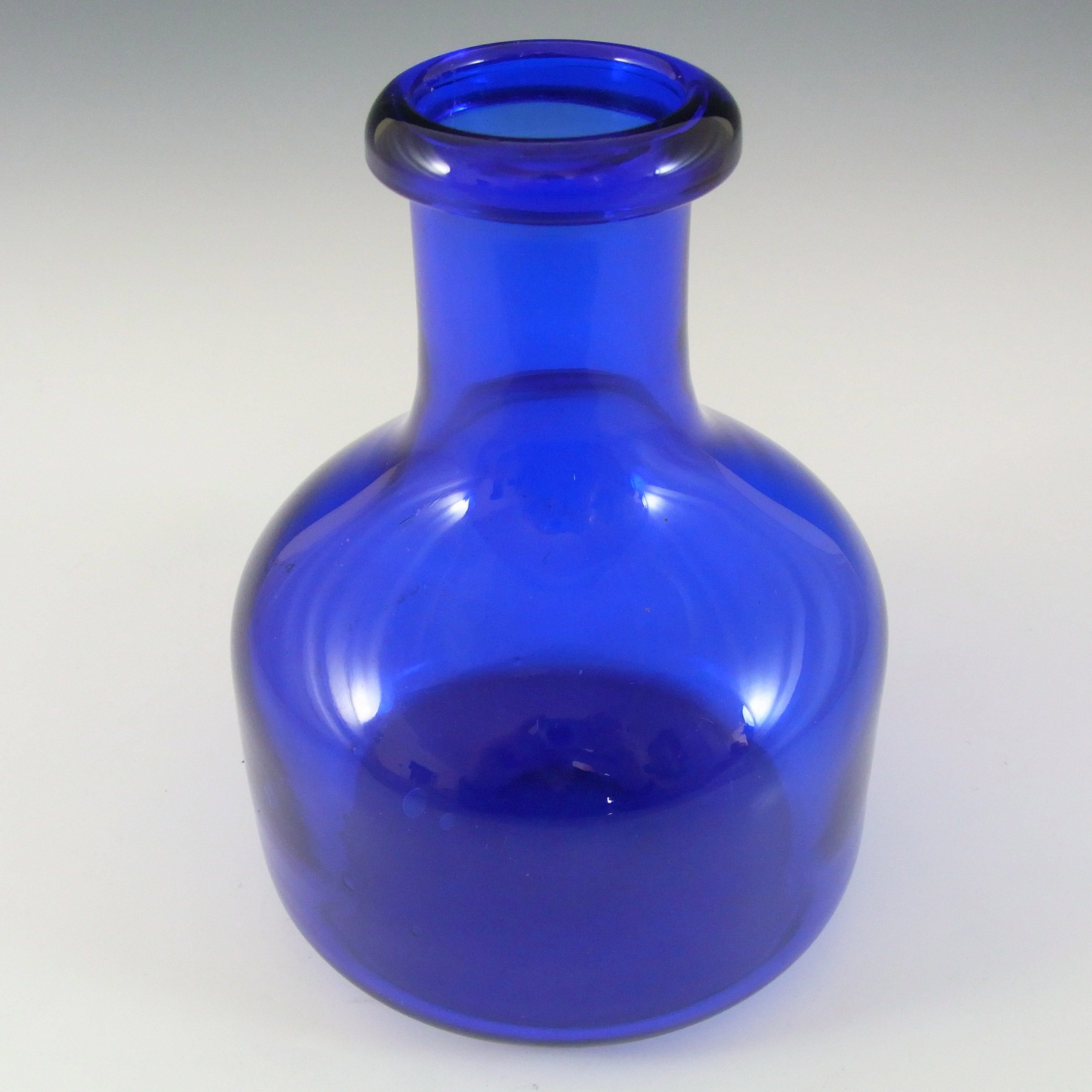 SIGNED Kosta Boda Blue Glass Swedish Vase by Erik Hoglund - Click Image to Close