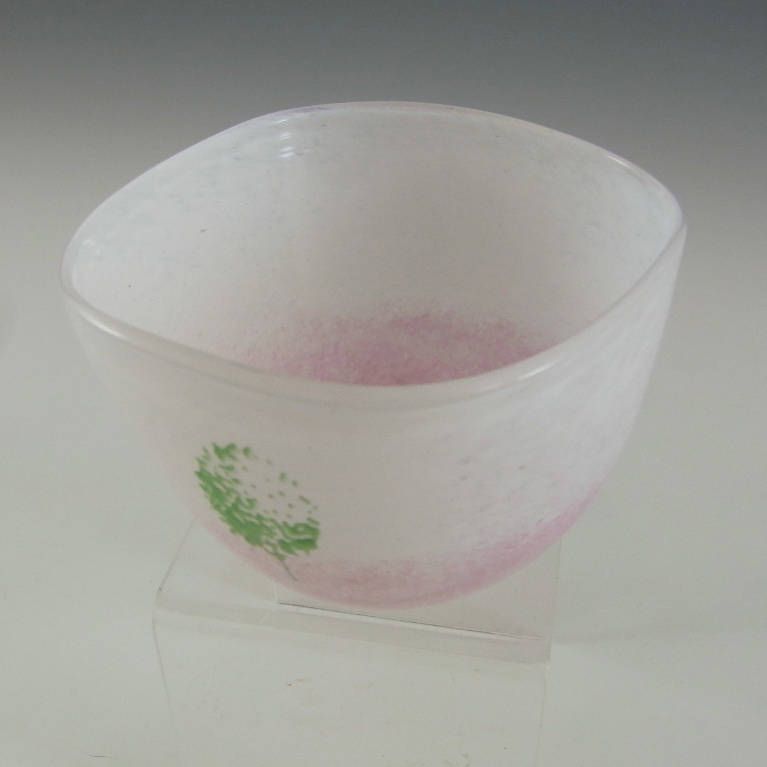 (image for) SIGNED Kosta Boda Pink Glass 'May' Bowl by Kjell Engman - Click Image to Close
