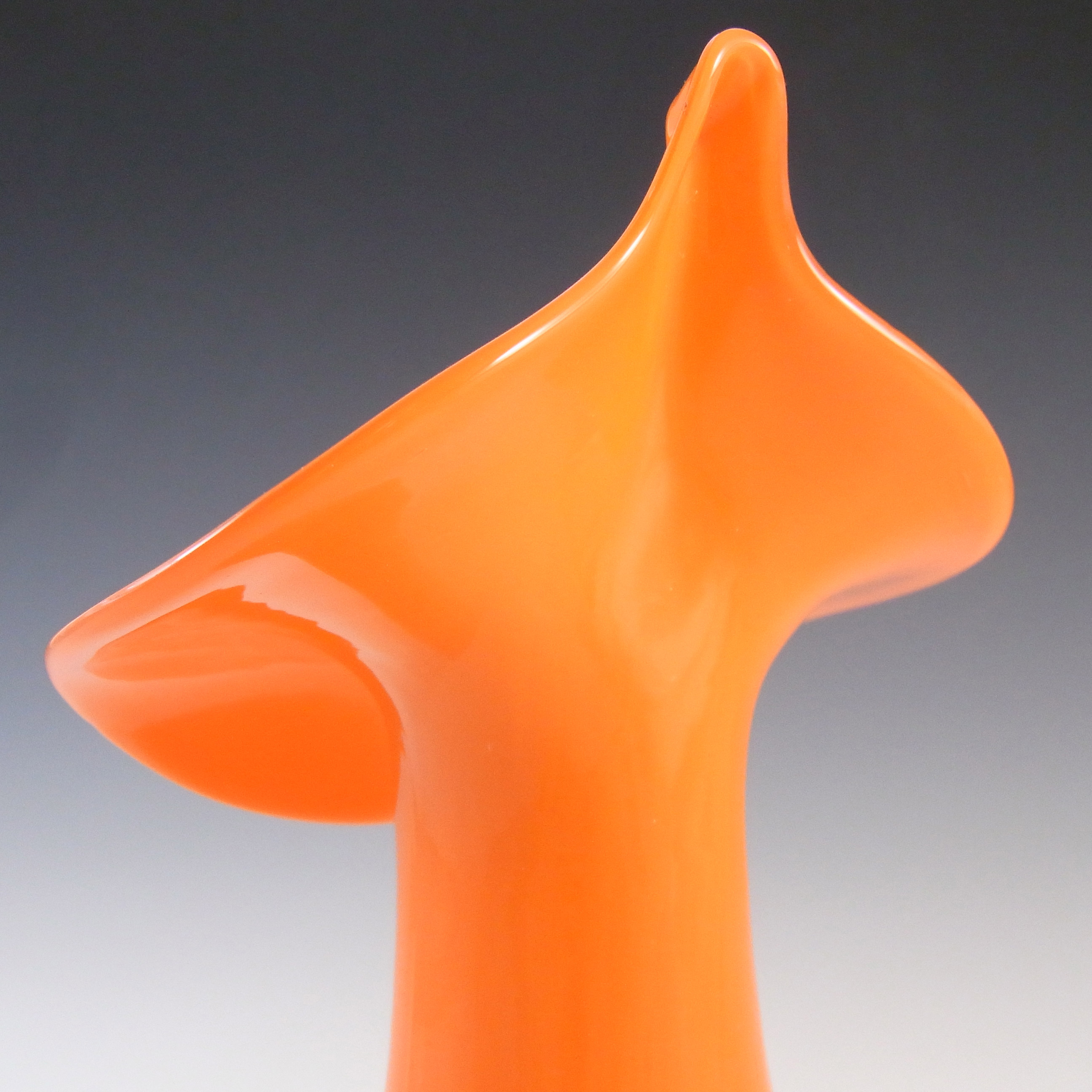 Czech Orange Glass Jack-in-the-Pulpit Vase - Marked - Click Image to Close