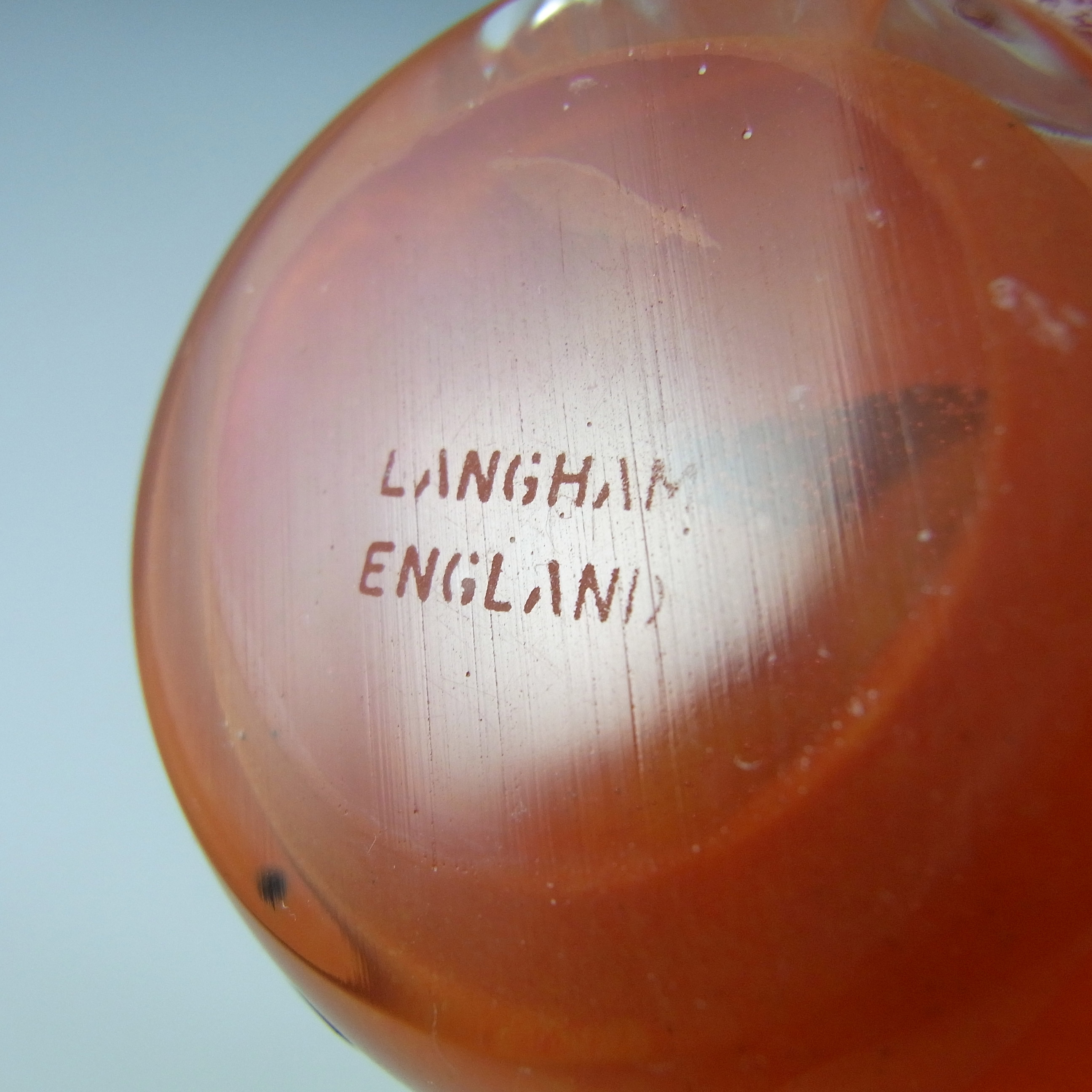 (image for) MARKED Langham British Vintage Orange & White Glass Fox - Click Image to Close