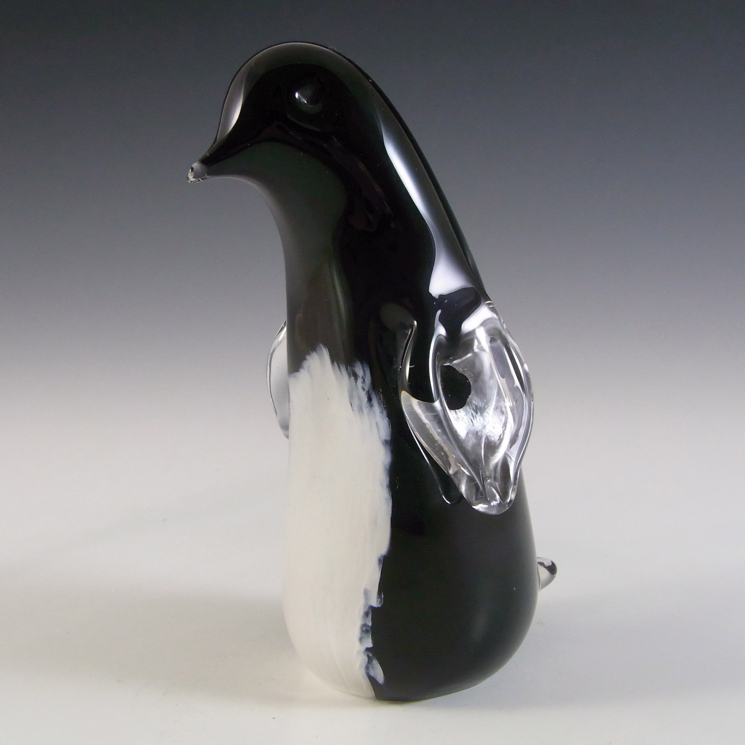 MARKED Langham British Vintage Black & White Glass Penguin - Click Image to Close