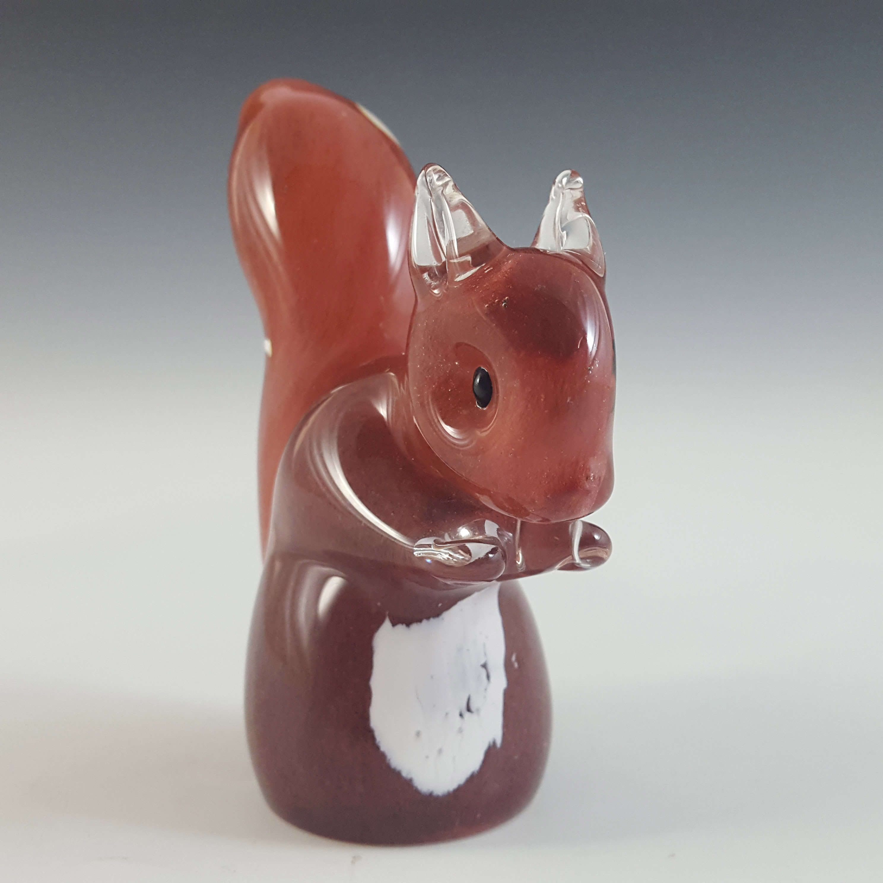 MARKED Langham British Vintage Red & White Glass Squirrel - Click Image to Close