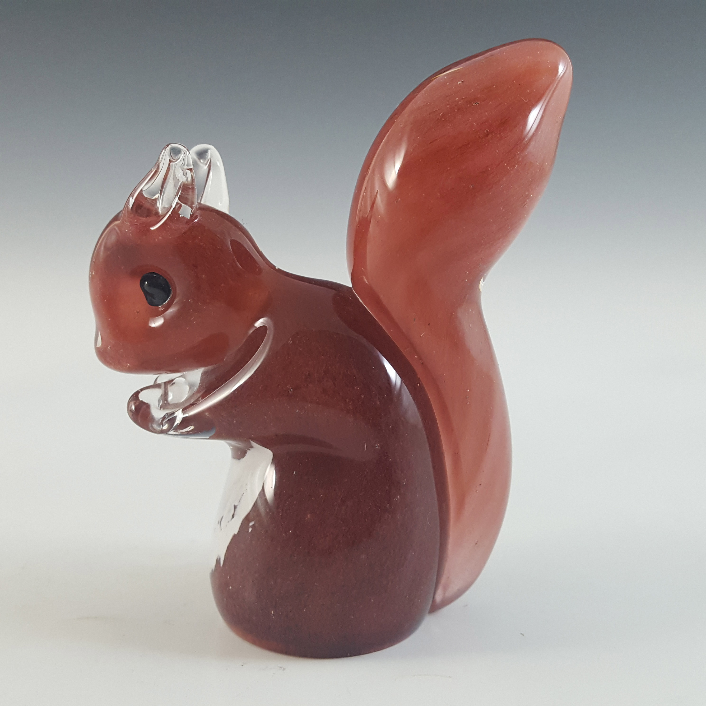 MARKED Langham British Vintage Red & White Glass Squirrel - Click Image to Close