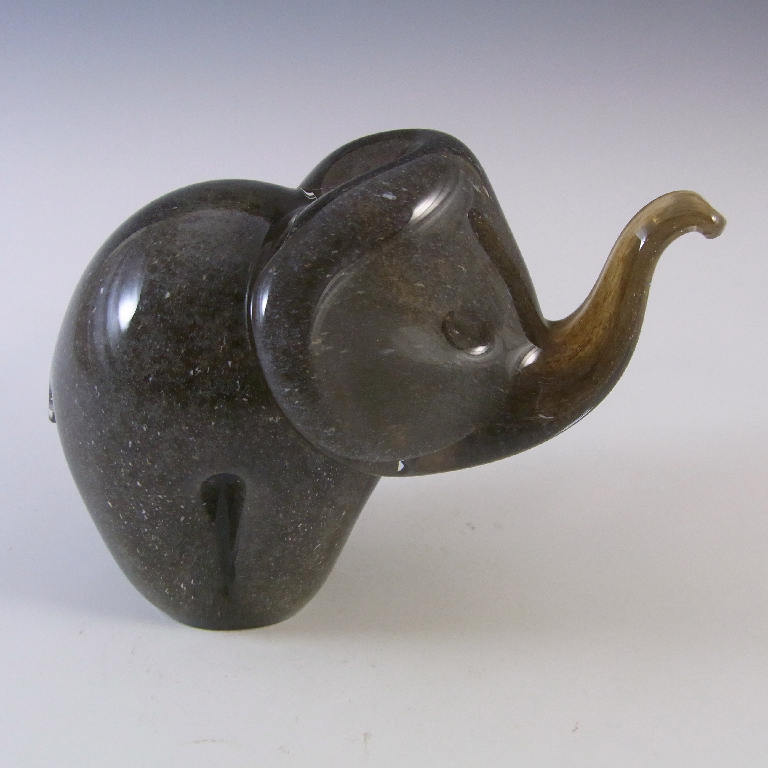 (image for) MARKED & LABELLED Langham Grey Glass Elephant Sculpture - Click Image to Close