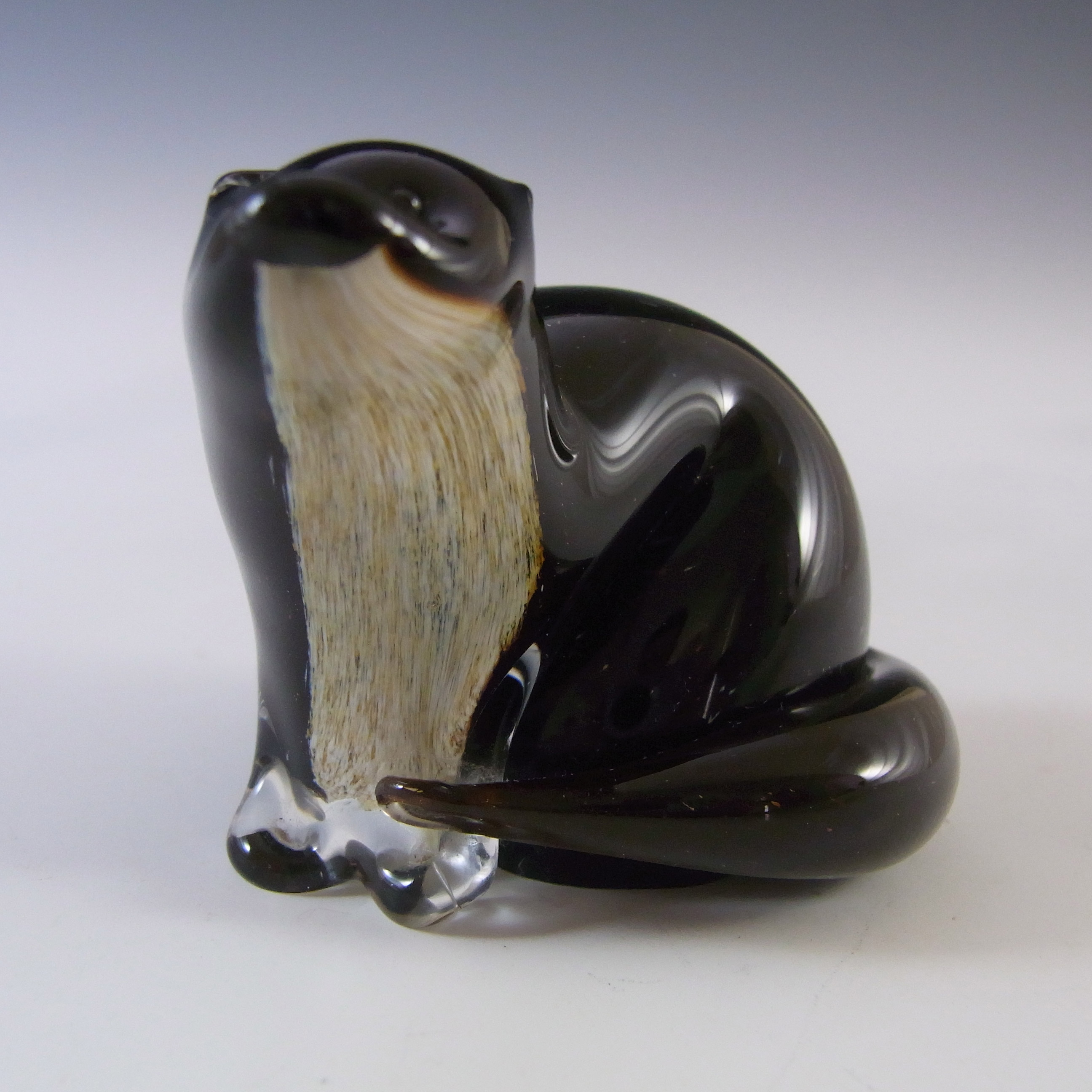 (image for) SIGNED & MARKED Langham Vintage Brown & Cream Glass Otter - Click Image to Close