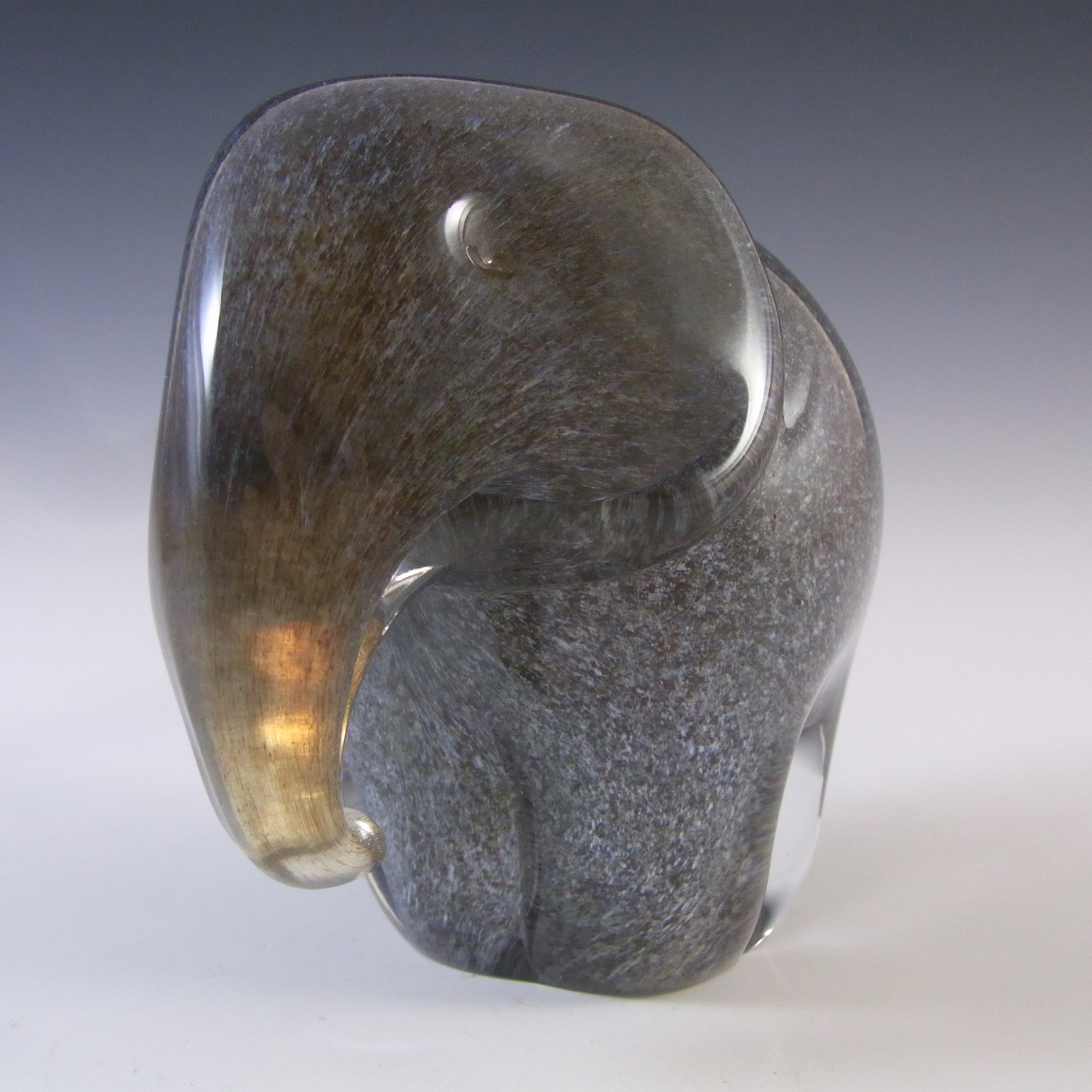 (image for) MARKED Langham Vintage Grey Glass Elephant Sculpture - Click Image to Close