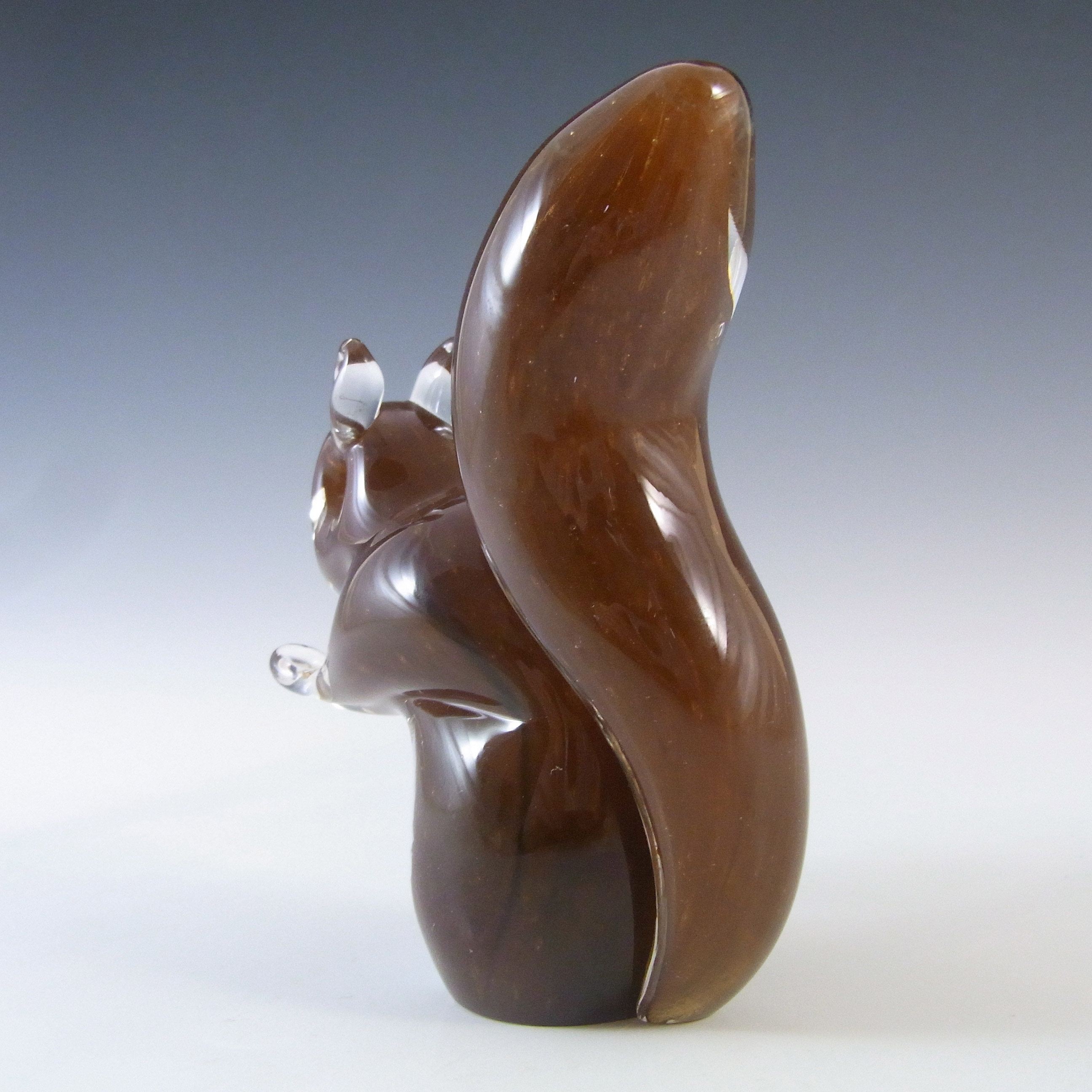 MARKED Langham British Vintage Brown & White Glass Squirrel - Click Image to Close
